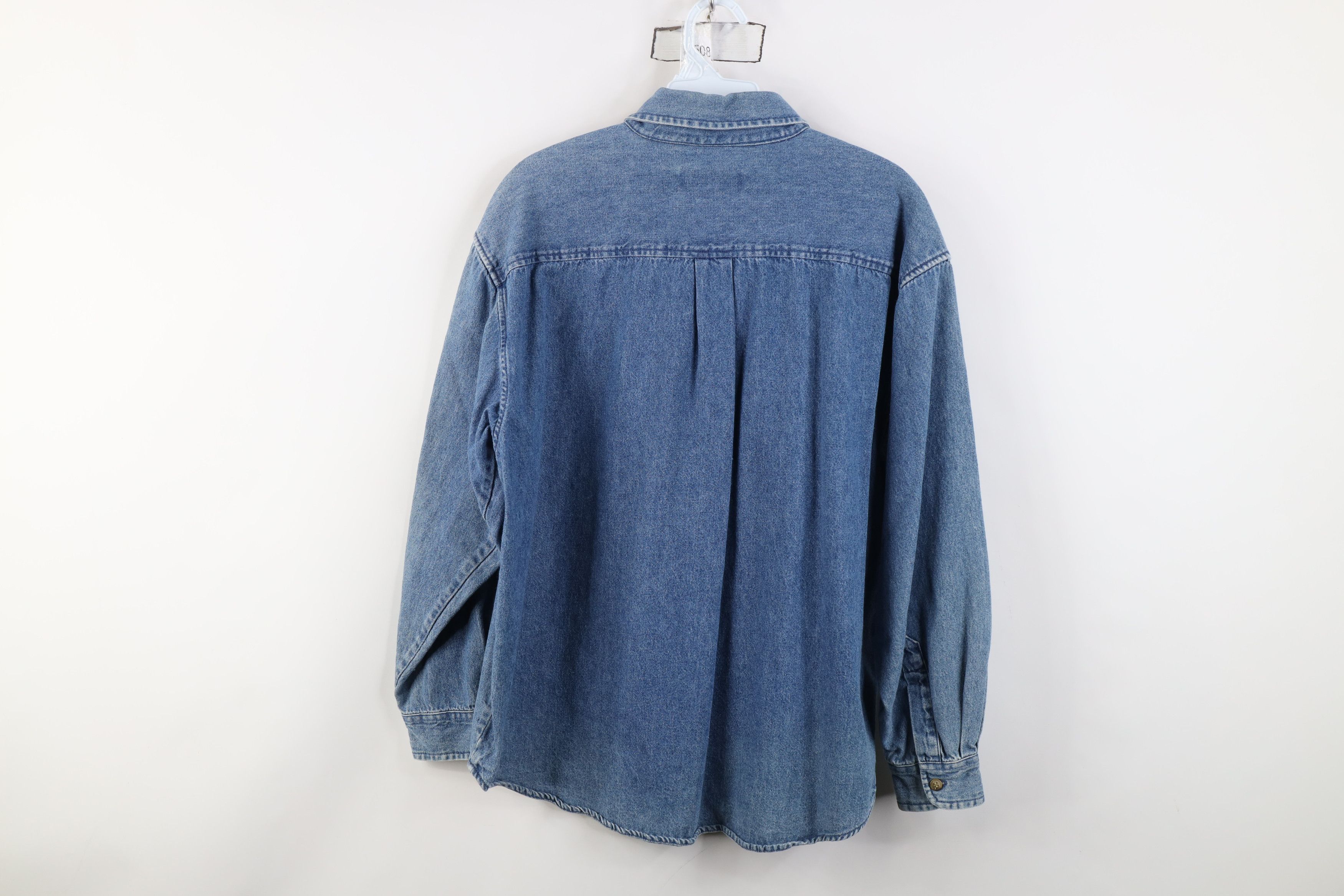 Vintage Vintage 90s Streetwear Collared Denim Button Down Shirt Size L / US 10 / IT 46 - 11 Thumbnail