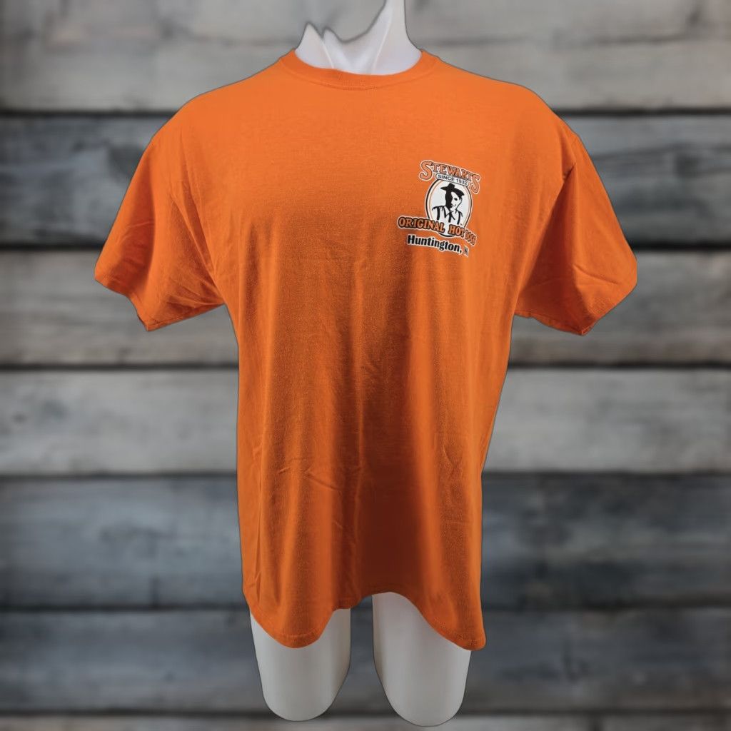 Jerzees STEWART'S ORIGINAL HOTDOGS Huntington WV Short Sleeve T-Shirt Orange - XL - Men - Jerzees Regular Fit Size US XL / EU 56 / 4 - 1 Thumbnail