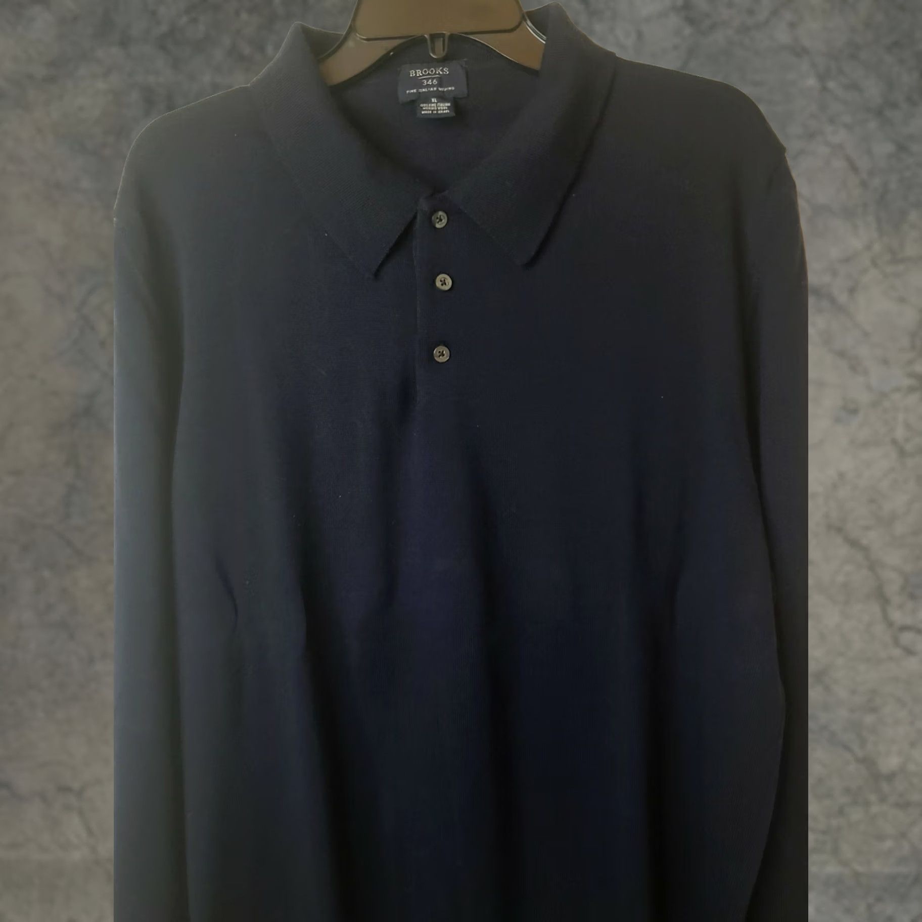 Brooks Brothers Brooks Brothers 346 100% Merino Wool Pullover Sweater Shirt XL Navy Men Long Sleeve Collared Crewneck/Standard Fit Regular Shirt Size US XL / EU 56 / 4 - 1 Thumbnail