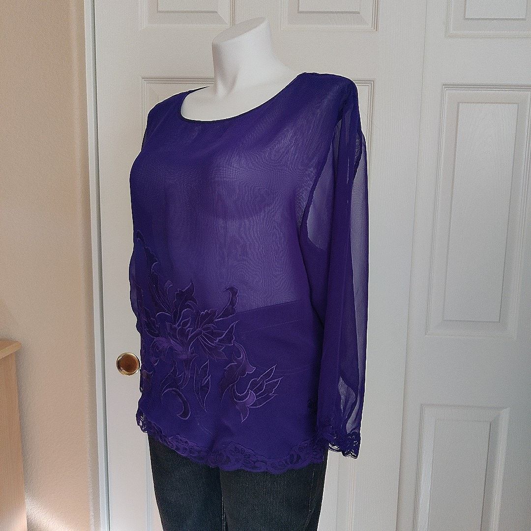 Victoria's Secret Vintage gold label lace trim sheer PJ top sz L Size L / US 10 / IT 46 - 5 Thumbnail