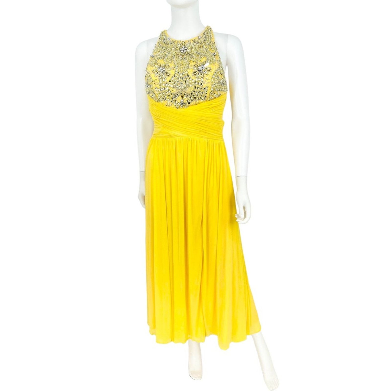 Other Terani Couture Yellow Leg Slit Sleeveless Prom Dress Size 4 Size S / US 4 / IT 40 - 3 Thumbnail