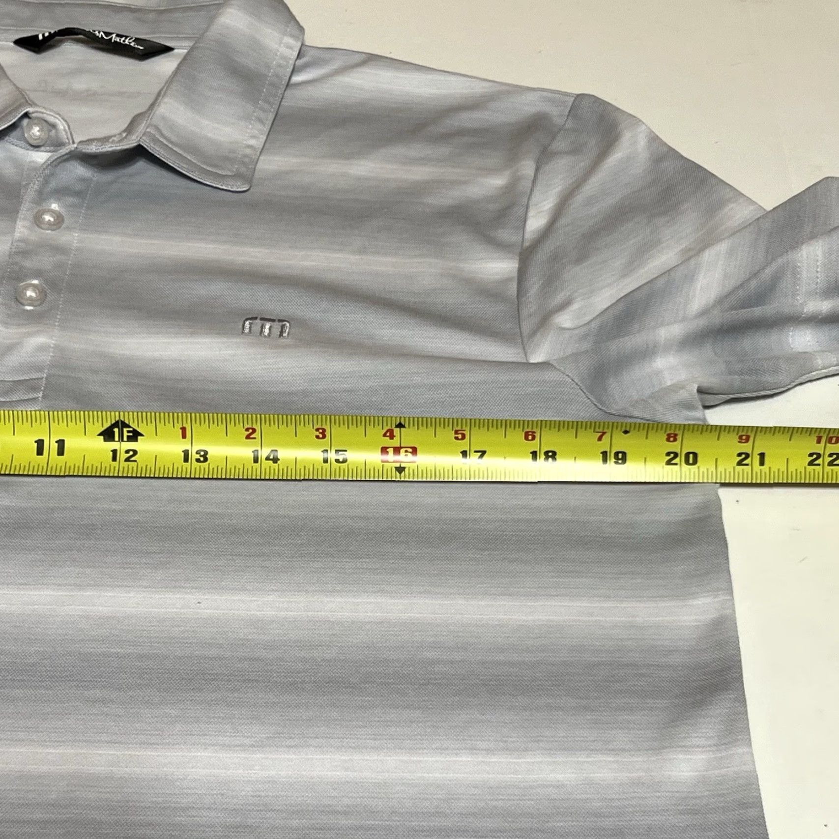 TravisMathew Travis Mathew Polo Mens Medium Grey White Short Sleeve Striped Beach Camping Size US M / EU 48-50 / 2 - 6 Thumbnail