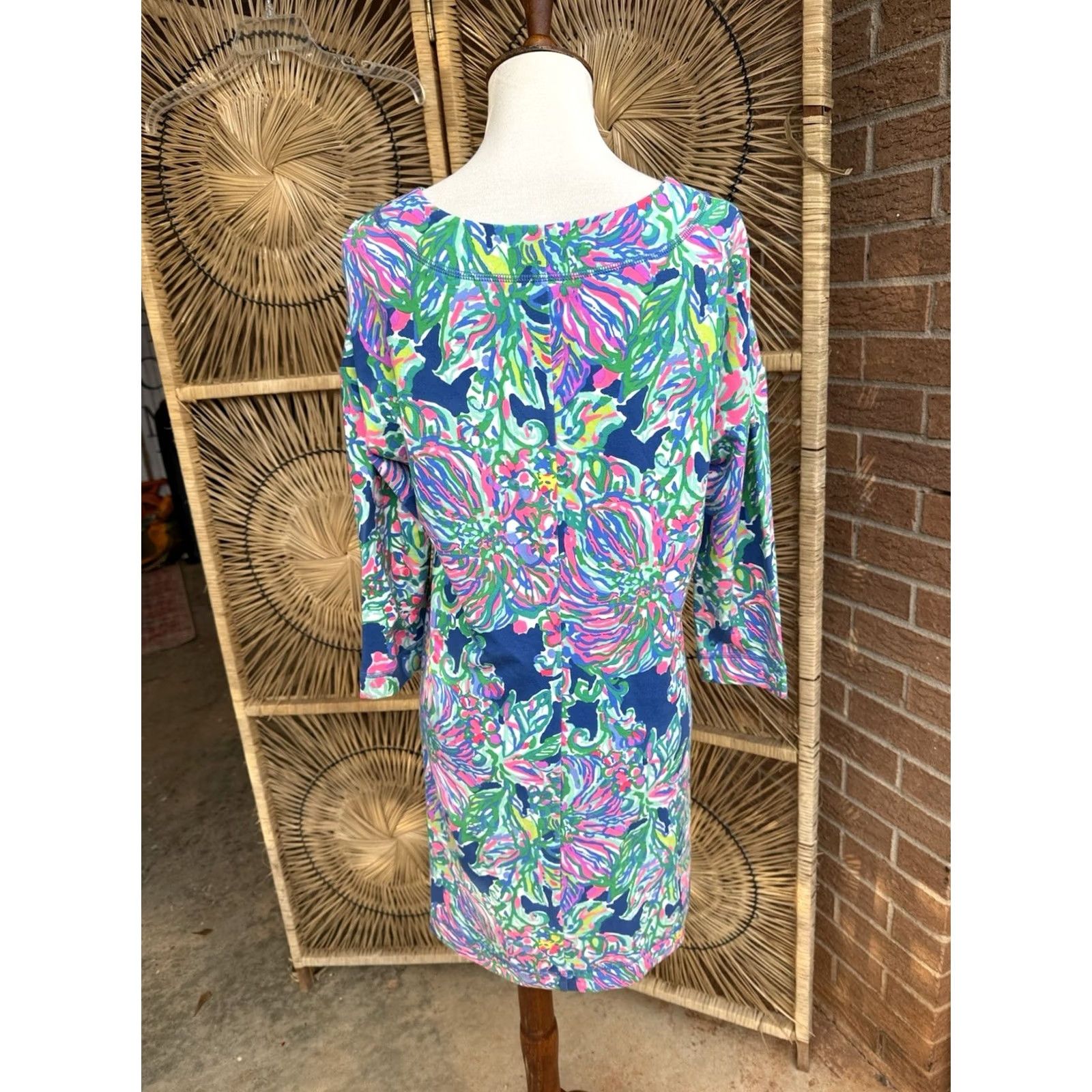 Lilly Pulitzer Lilly Pulitzer Justina Exotic Escapade Dress Shirt Womens Midi V-Neck 3/4 Sleeve Pockets Multicolor Floral XS S Size S / US 4 / IT 40 - 4 Thumbnail