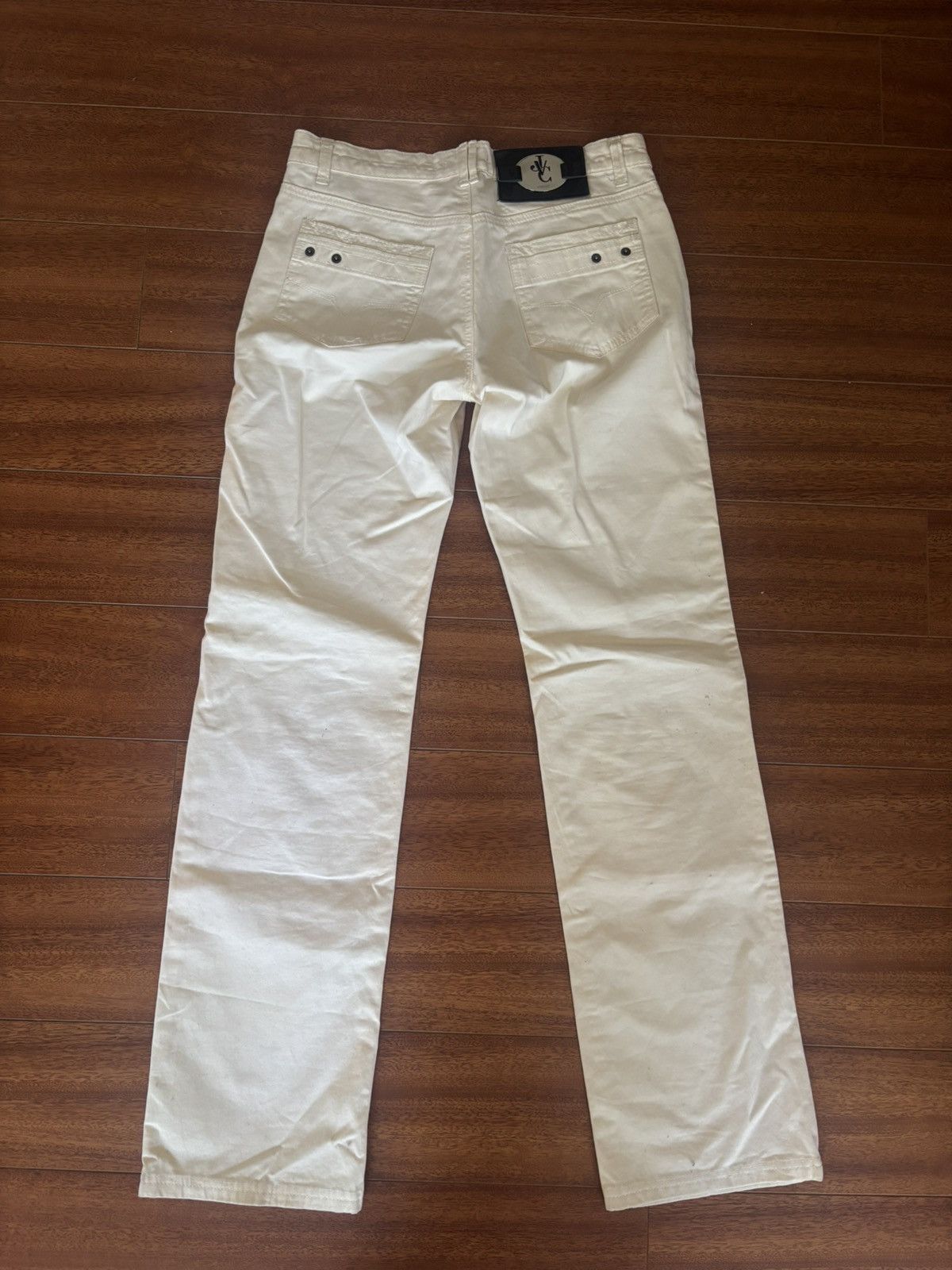 Versace Vintage Versace Cream Low Rise Flare Pants Size 27" / US 4 / IT 40 - 3 Thumbnail