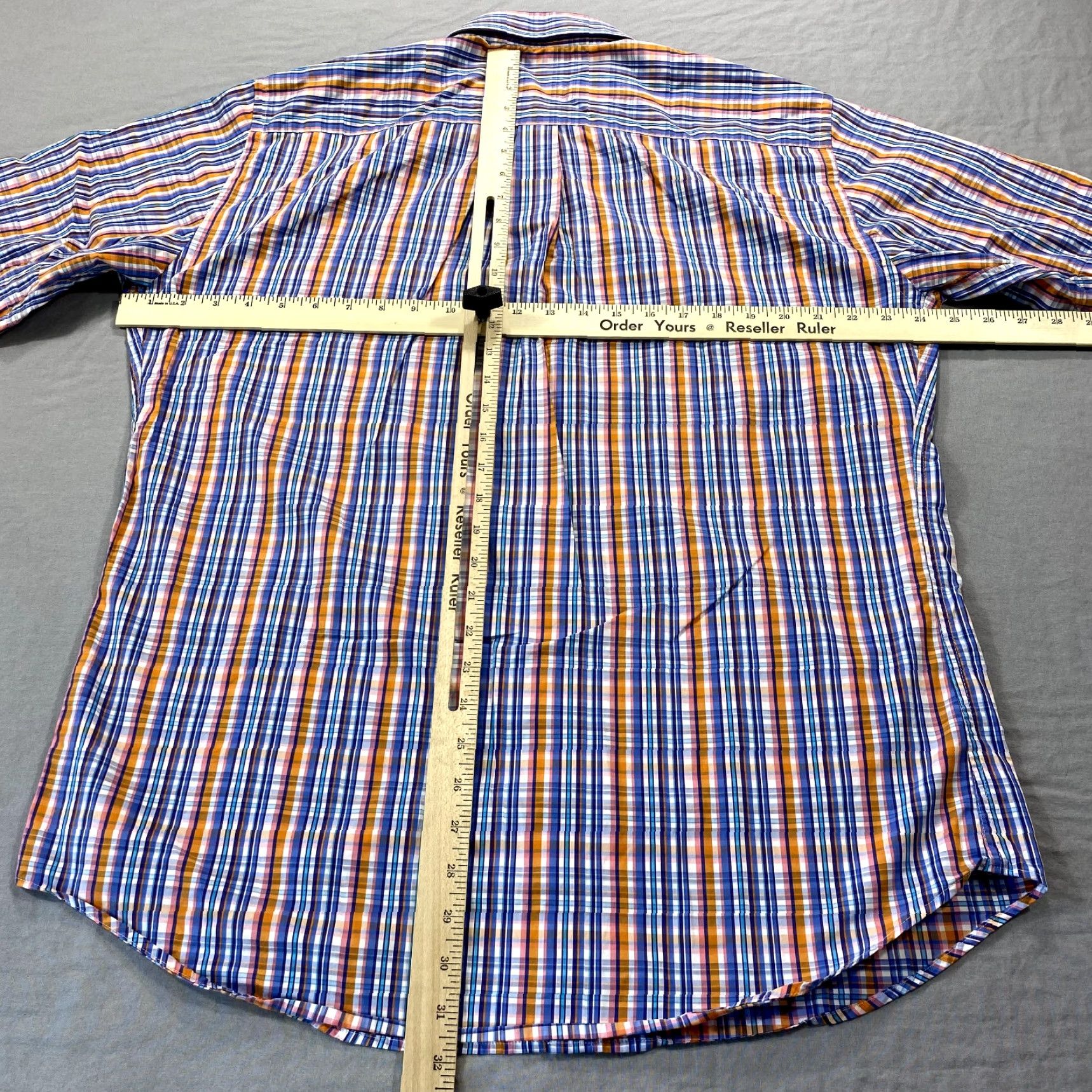 Peter Millar Peter Millar Shirt Adult Large Blue Orange Plaid Button Up Casual Mens Size US L / EU 52-54 / 3 - 5 Thumbnail