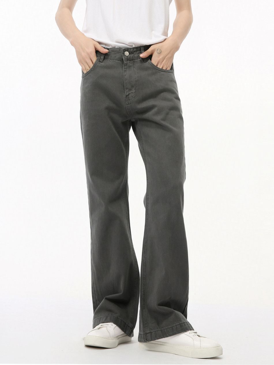 Japanese Brand Retro loose solid color micro flared jeans Size US 32 / EU 48 - 3 Thumbnail