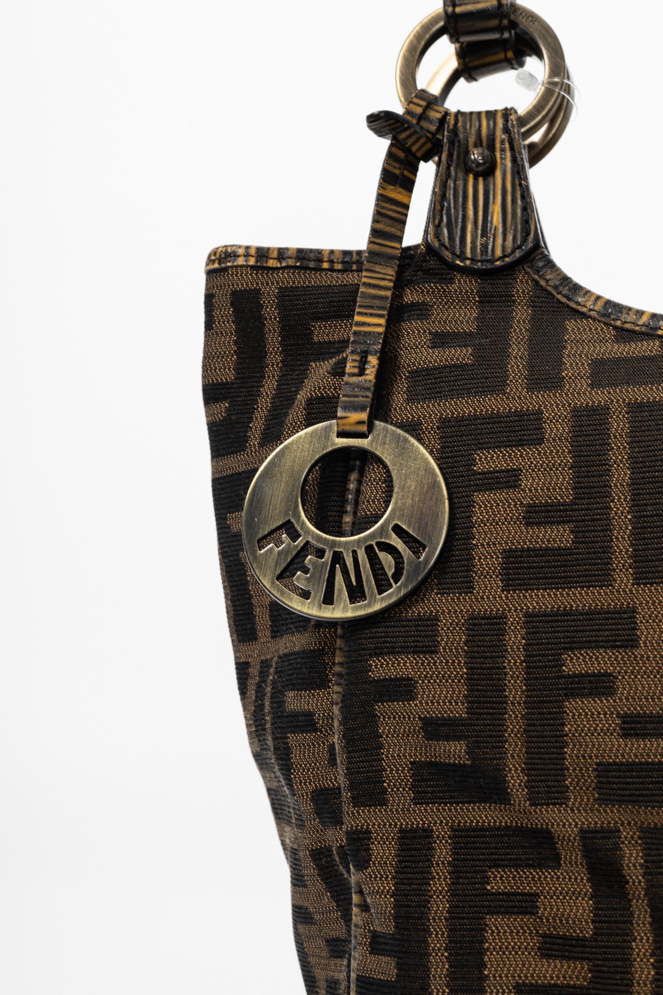 Fendi Fendi Chef Brown Zucca Canvas Leather-Trim Tote Size ONE SIZE - 9 Thumbnail