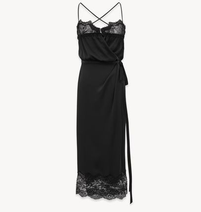 Saint Laurent Paris o1bcso1str1125 Warp Dress In Silk in Black Size S / US 4 / IT 40 - 1 Thumbnail