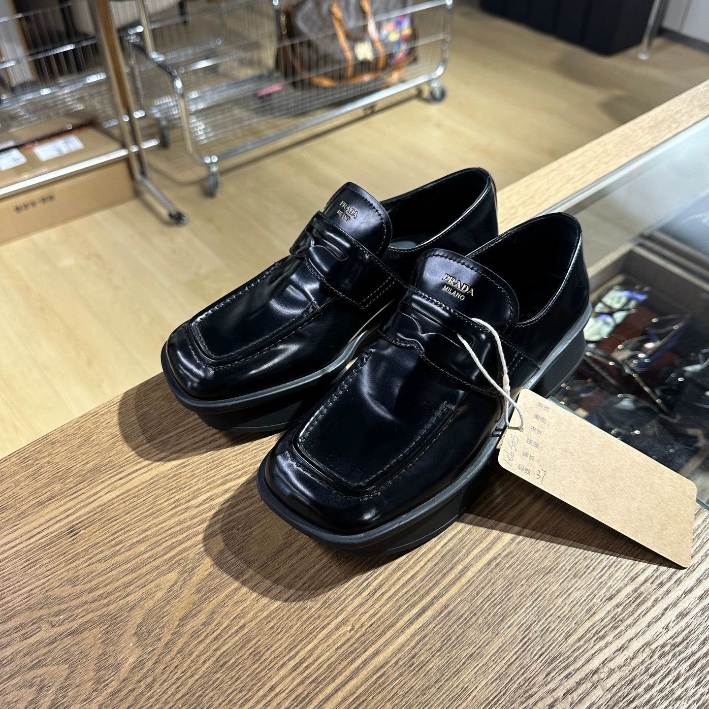 Prada Prada feb505 25 New Square Toe Block Heel Loafer 37 Size US 6.5 / IT 36.5 - 1 Thumbnail