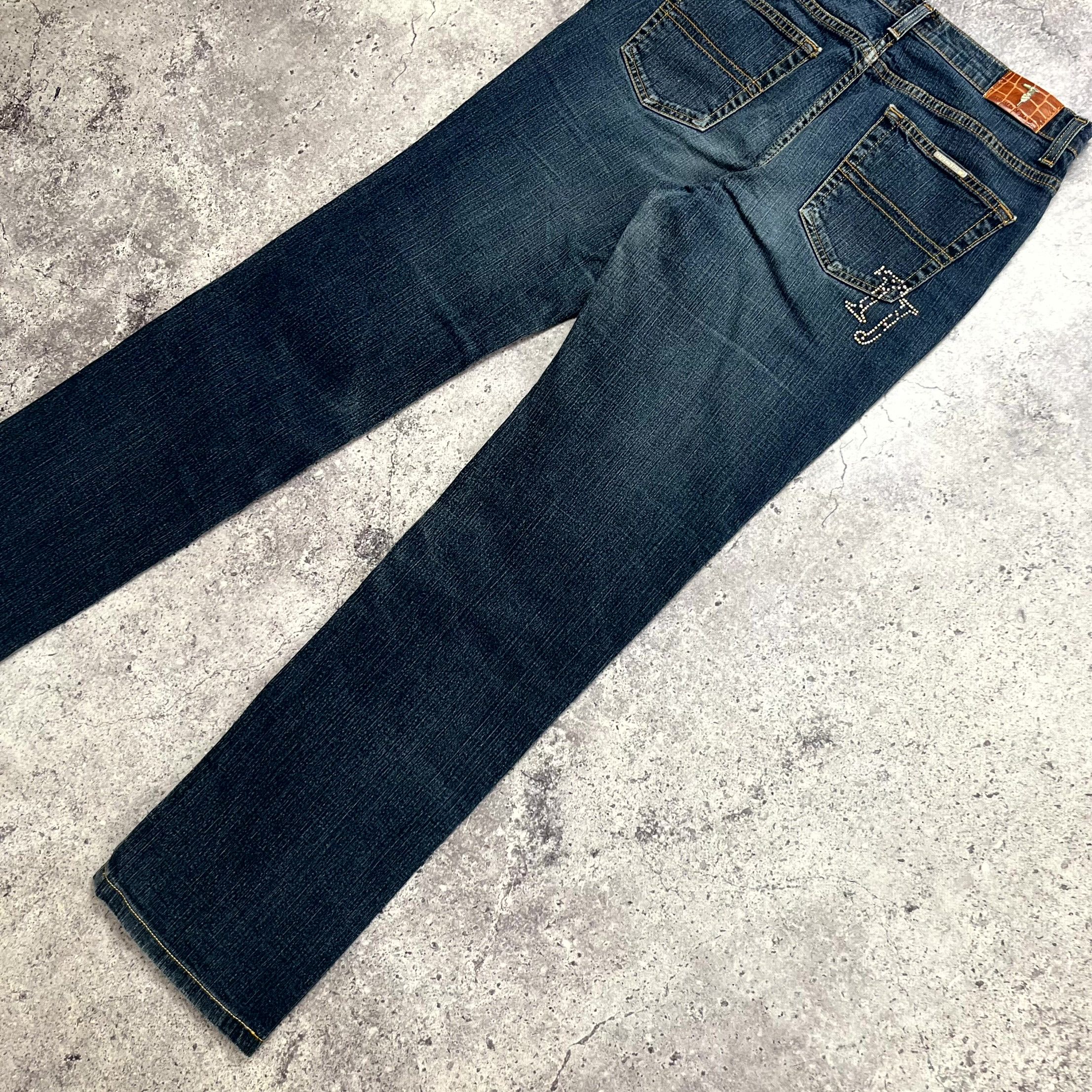 Trussardi Y2K Trussardi Navy Blue Straight Denim Jeans Size 29 UK 27 Size 29" - 9 Thumbnail