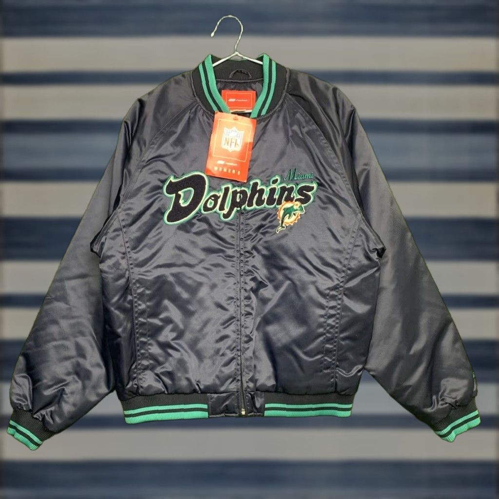 Reebok Reebok Miami Dolphins Jacket Womens XL Varsity Softshell Full Zip Sportswear Green Blackout? No, keep exact words from original only. Size XL / US 12-14 / IT 48-50 - 1 Thumbnail
