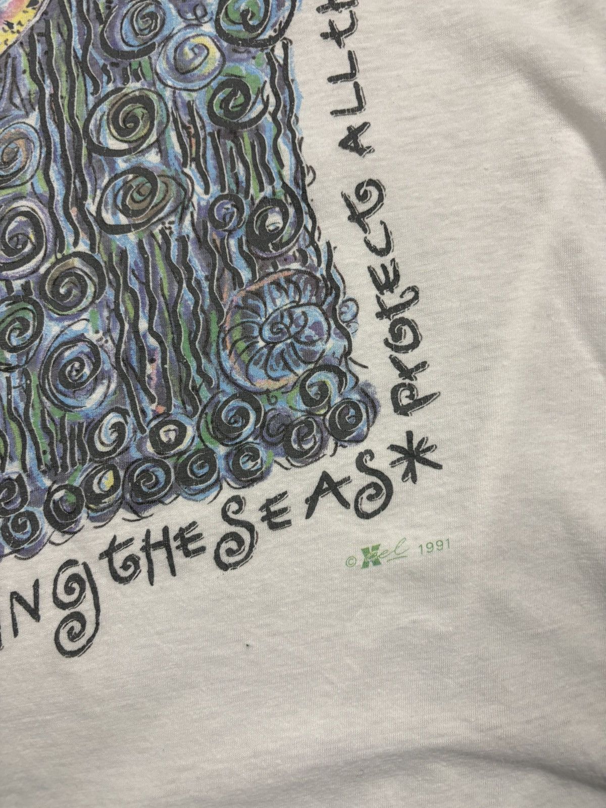 Vintage Vintage 1991 Ocean Environmental Art T-Shirt Stop Polluting Size US XL / EU 56 / 4 - 12 Thumbnail