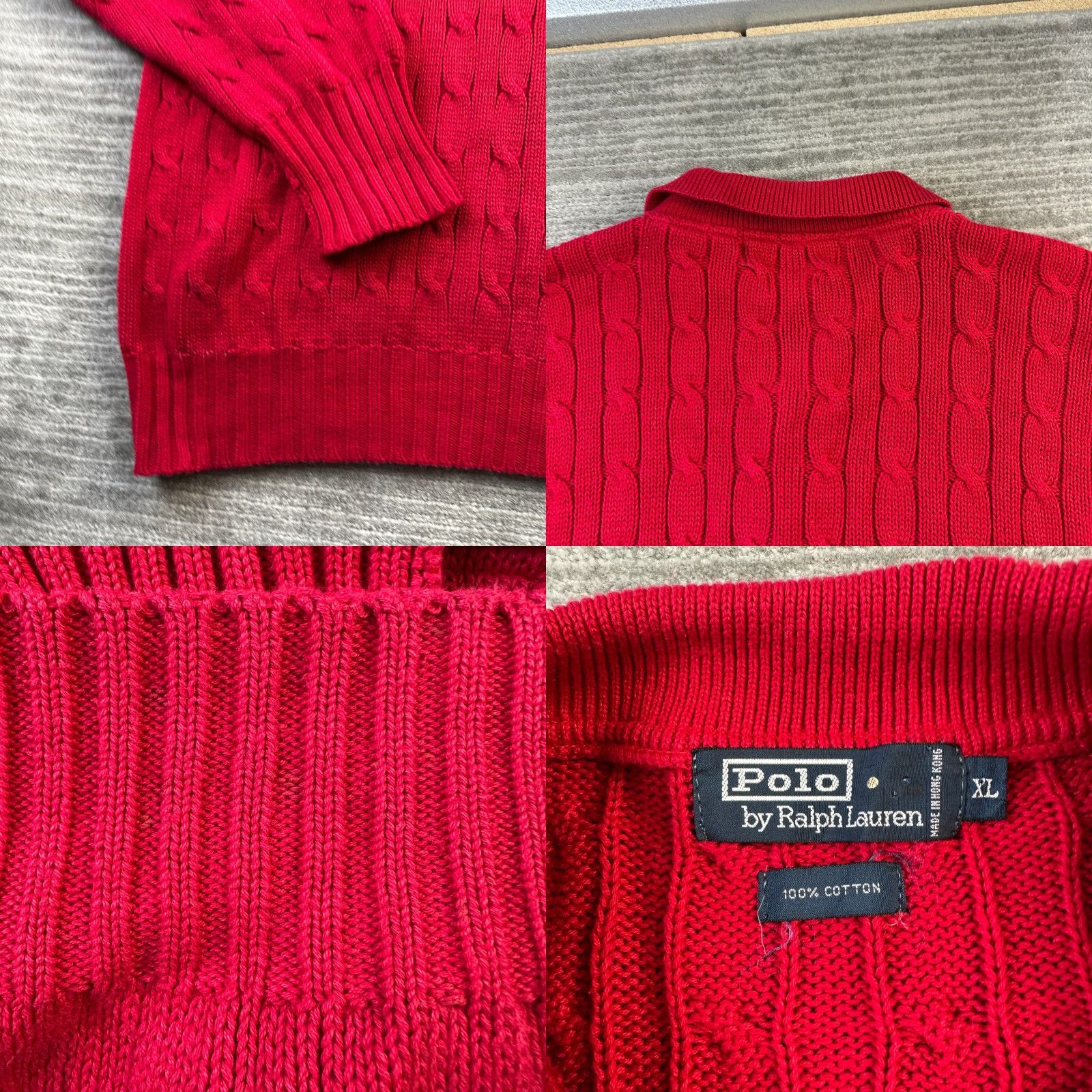 Polo Ralph Lauren Polo Ralph Lauren Sweater Mens XL Red Cable Knit Collared Pullover Size US XL / EU 56 / 4 - 8 Thumbnail
