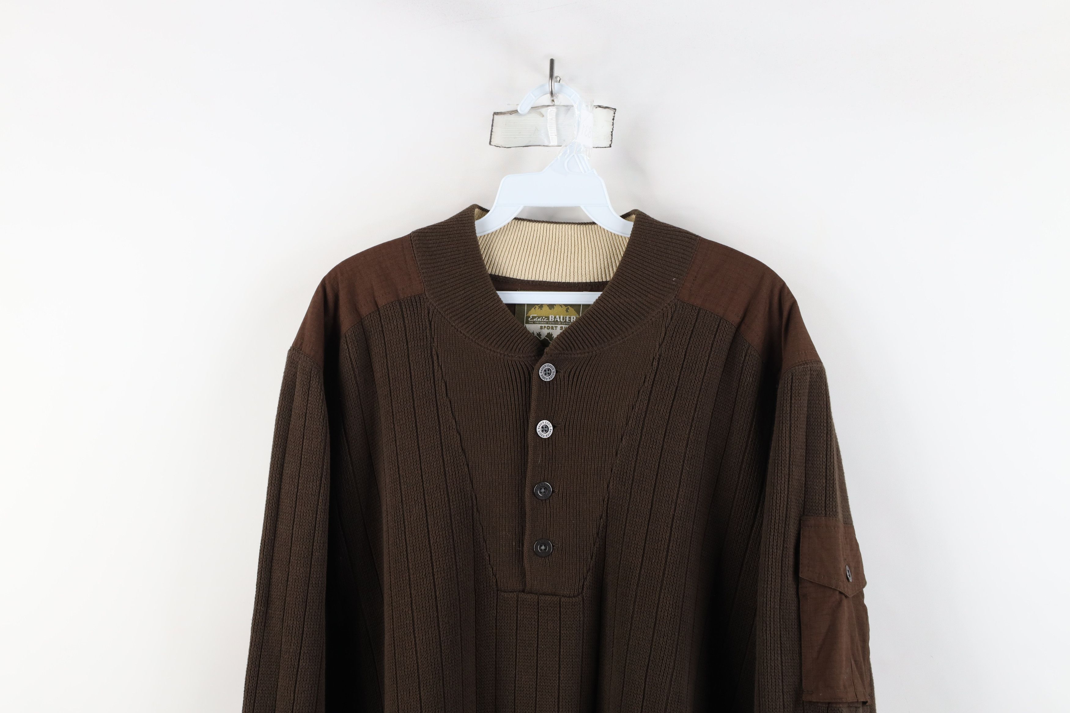 Eddie Bauer × Vintage Vintage Eddie Bauer Heavyweight Knit Commando Sweater Brown Size US XL / EU 56 / 4 - 2 Thumbnail