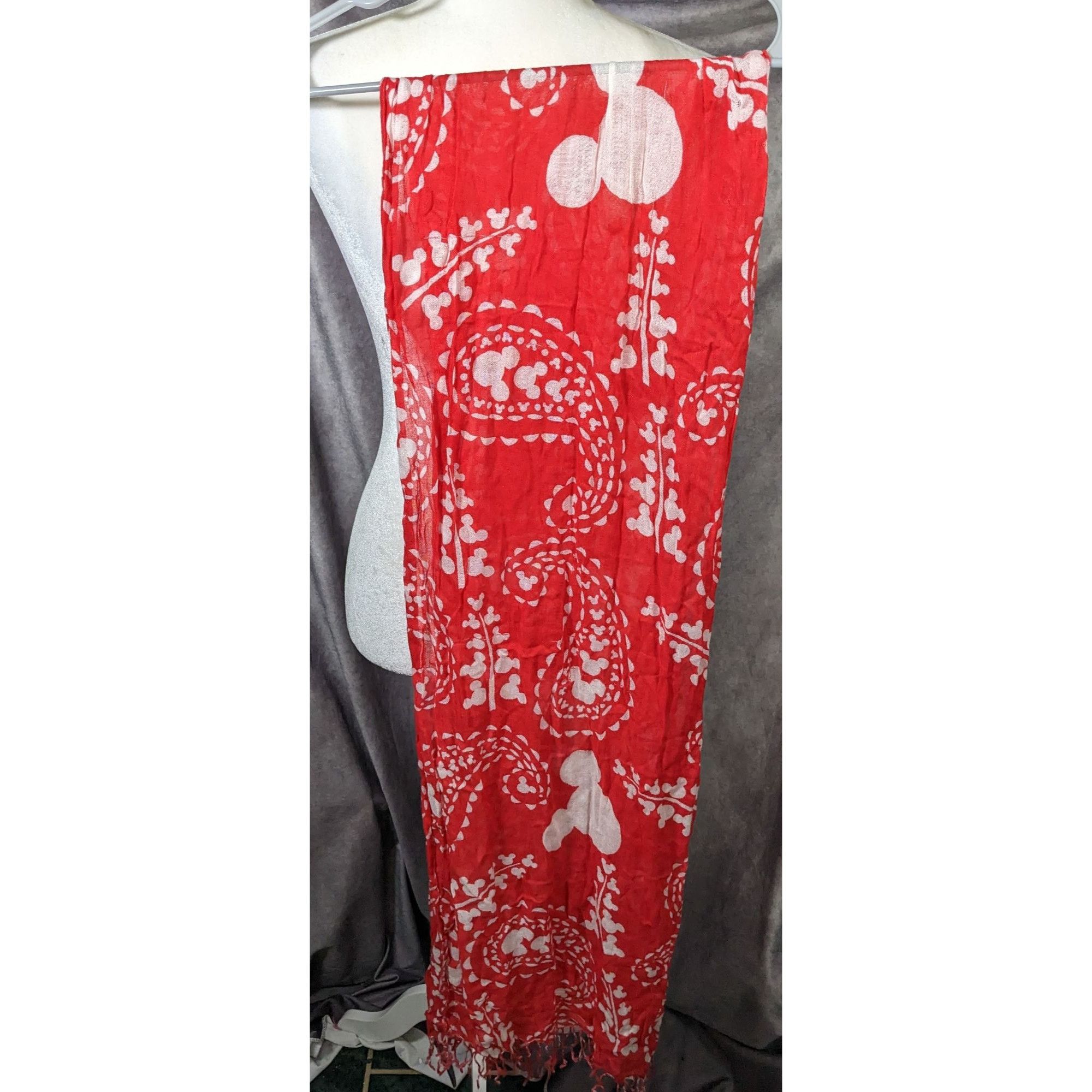 Disney Disney Mickey Mouse Red And White Lightweight Scarf Size ONE SIZE - 8 Thumbnail