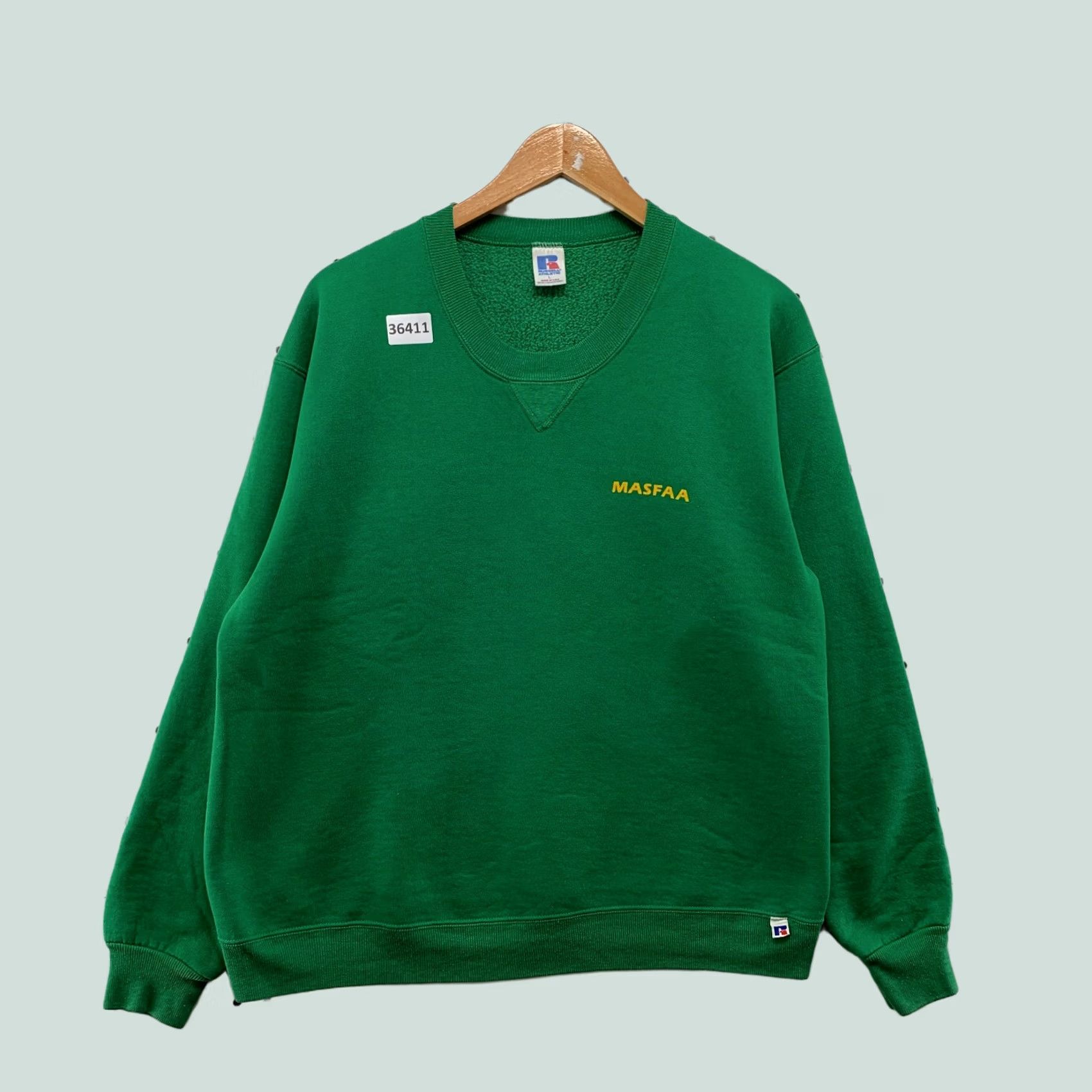 Russell Athletic VINTAGE Russell Athletic Sweatshirt Mens Large Green Crewneck 80s MASFAA USA Size US L / EU 52-54 / 3 - 1 Thumbnail