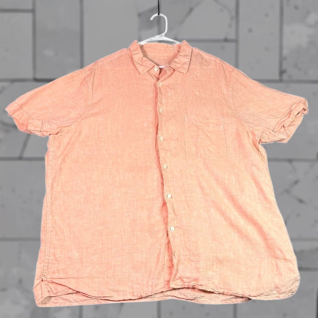 Tasso Elba Tasso Elba Linen Button Up Shirt Short Sleeve Casual Peach XXL Size US XXL / EU 58 / 5 - 1 Thumbnail