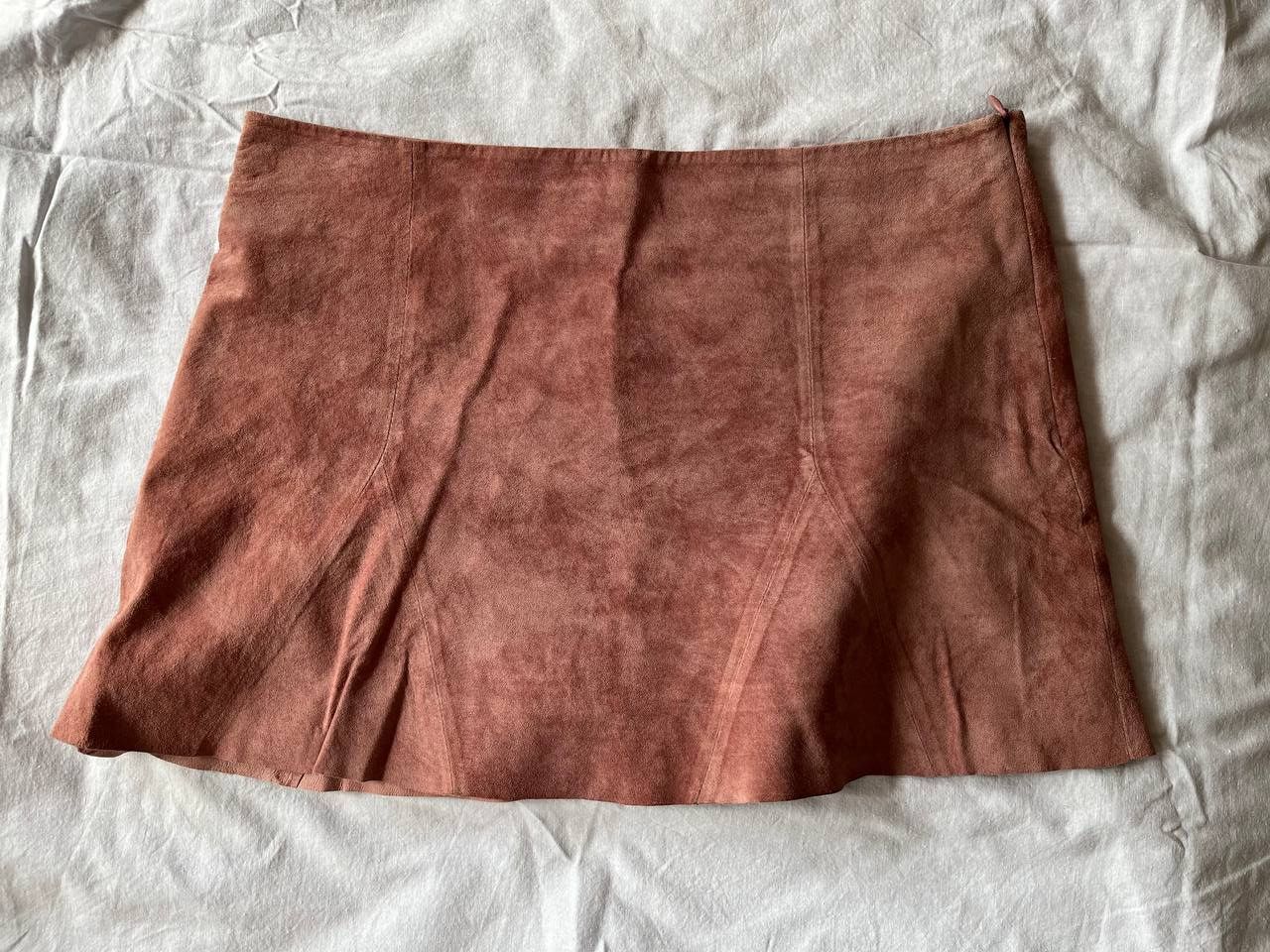 Designer × Other × Vintage KOOKAI pastel pink brushed pigskin vintage mini skirt Size 33" - 2 Thumbnail