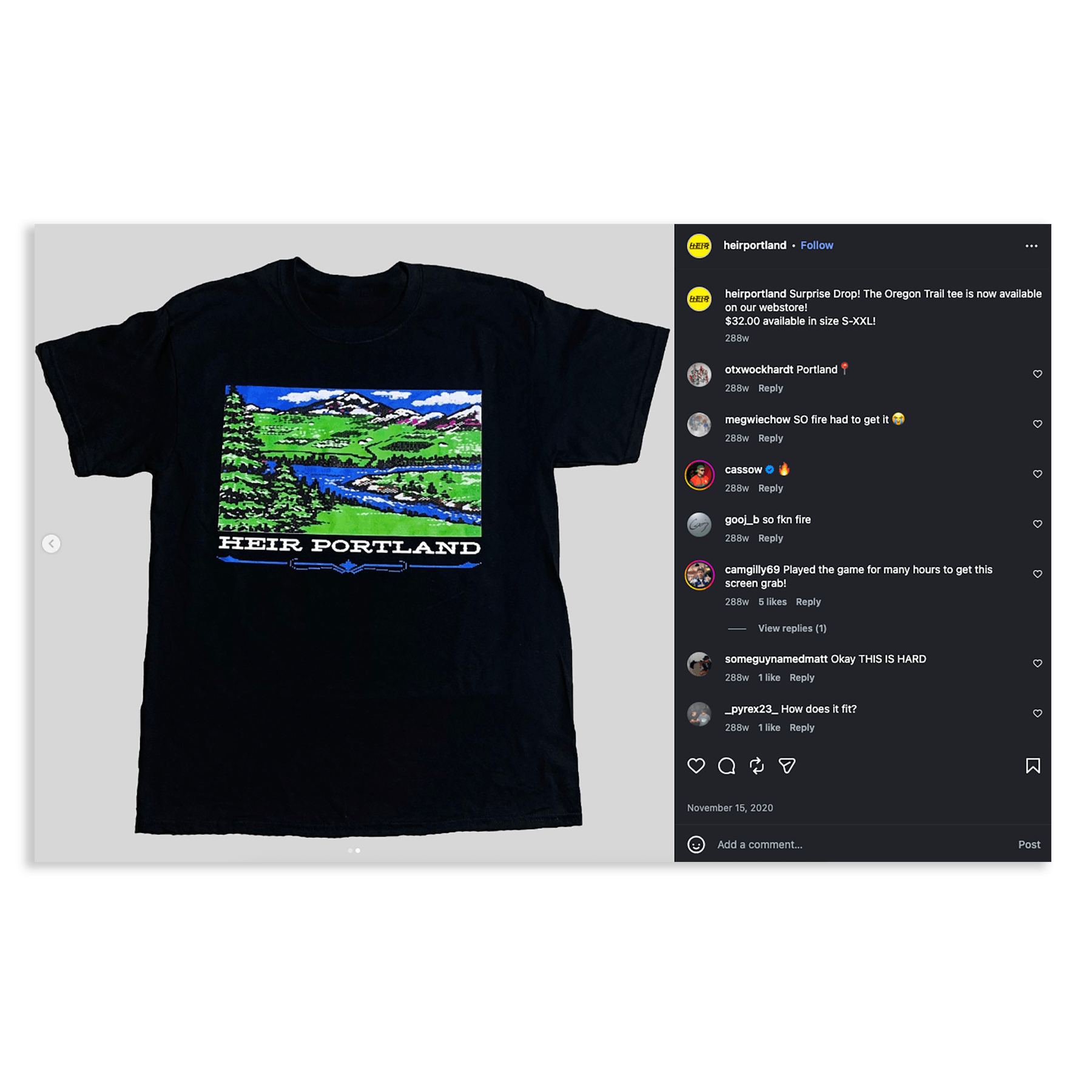 Heir 2020 Heir Portland "Oregon Trail" Tee Size US L / EU 52-54 / 3 - 7 Thumbnail
