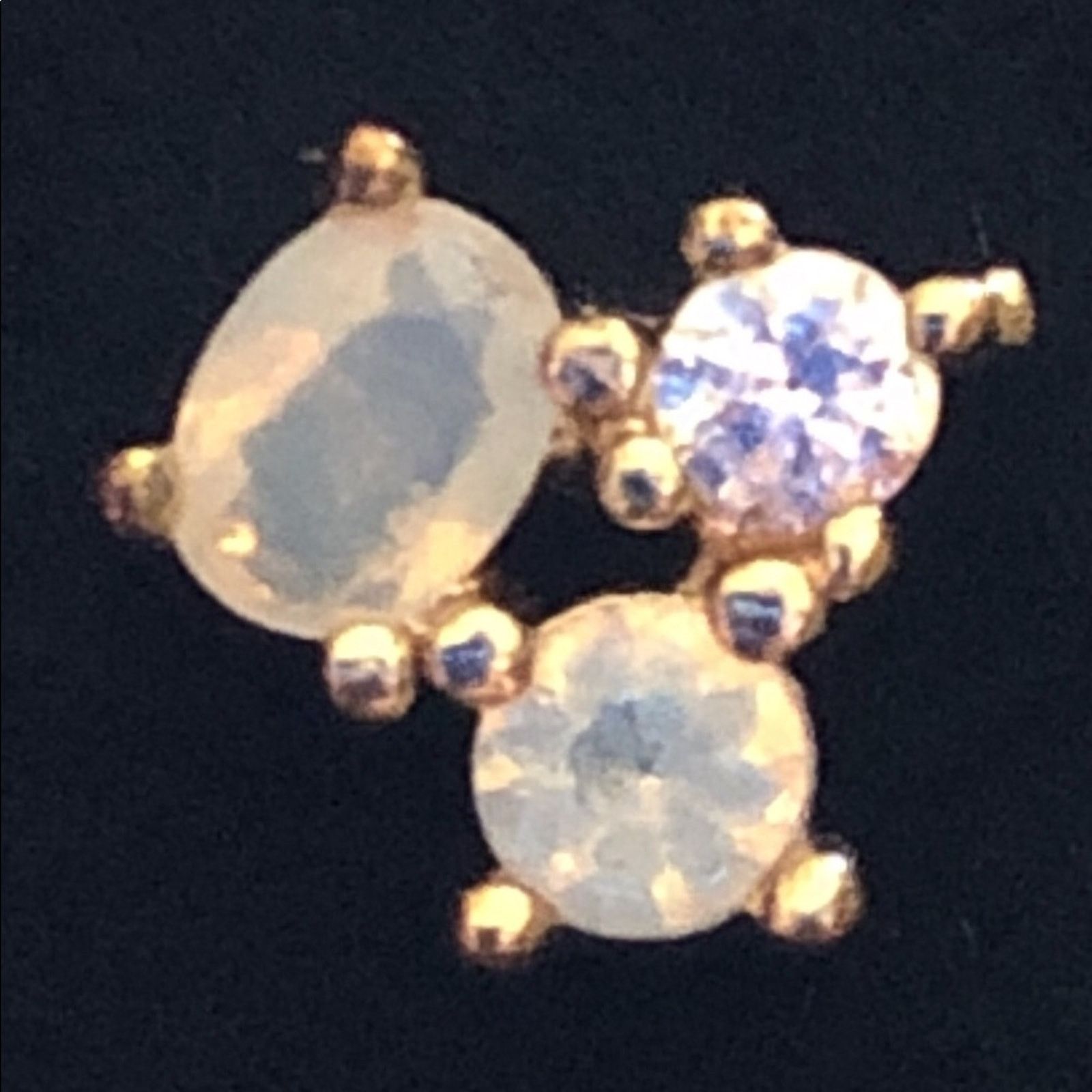 Vintage Vintage faux opal and rhinestone pierced earrings Size ONE SIZE - 3 Thumbnail