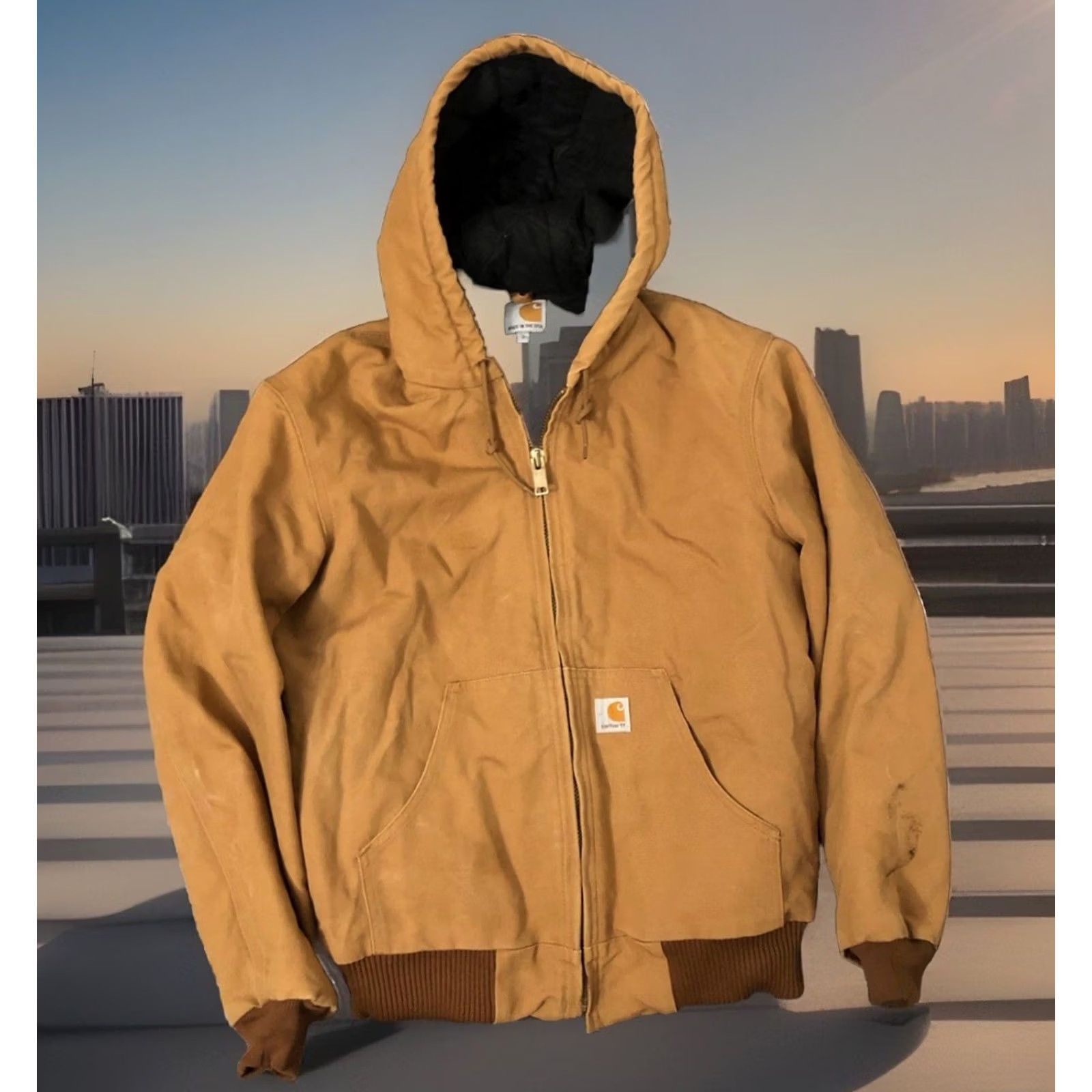 Carhartt VINTAGE Carhartt J140 Hooded Jacket Mens Small Brown Lined Work Coat USA 90s Size US S / EU 44-46 / 1 - 2 Thumbnail