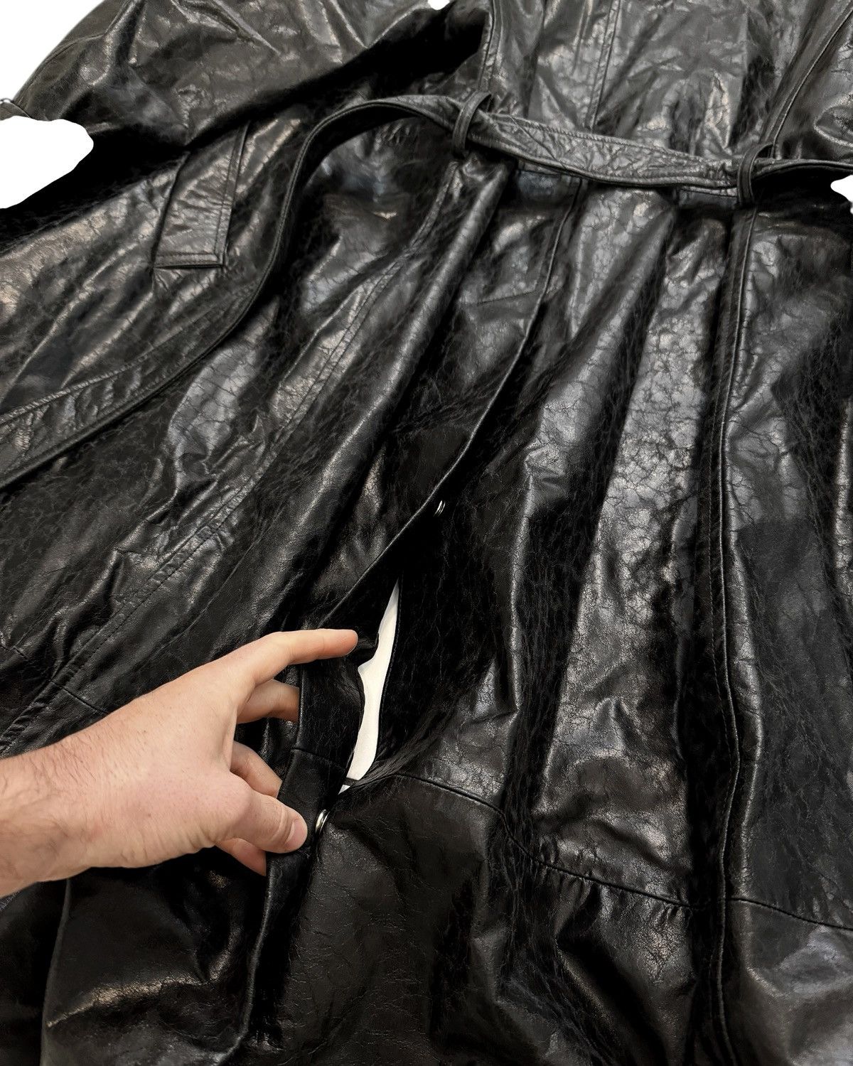 424 RARE 2024 Distressed Paper Effect Leather Trench Coat Size US M / EU 48-50 / 2 - 15 Thumbnail