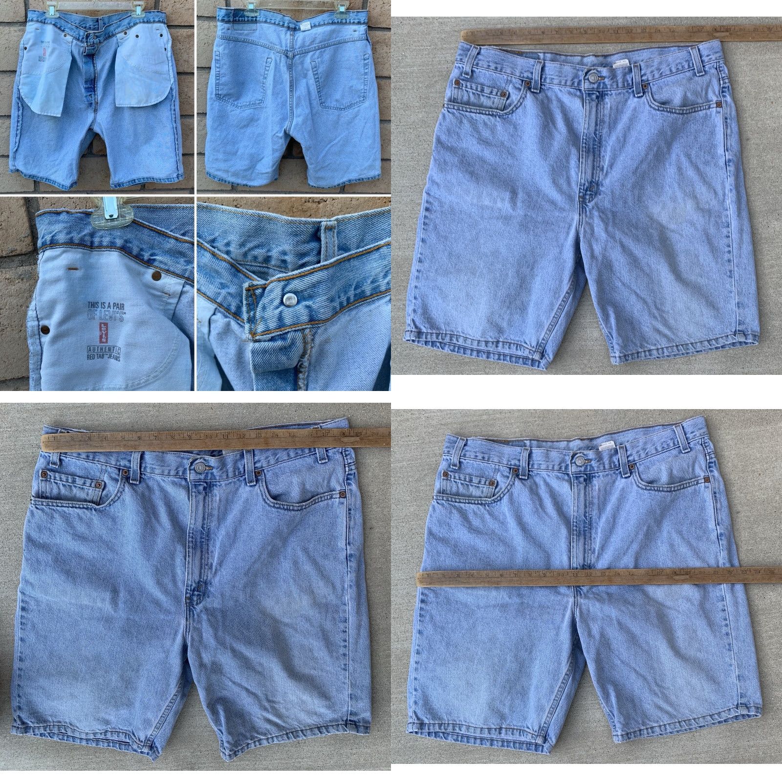 Levi's VINTAGE Levi's 505 Denim Jean Shorts Jorts 90s Made in USA Size 40 Blue Mens 90s Denim, 5-Pocket, Zip, Flat Front, High Rise, Inseam 9.5" Size US 40 / EU 56 - 10 Thumbnail