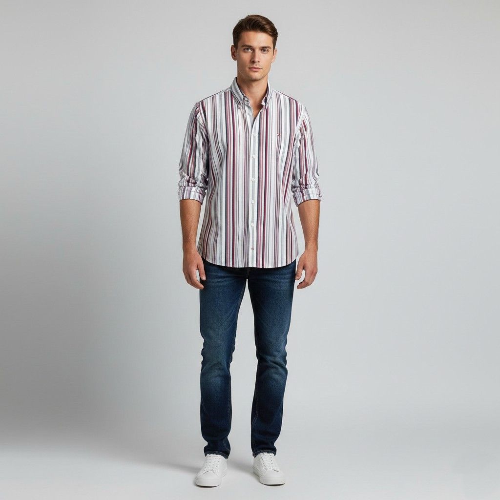 Tommy Hilfiger Tommy Hilfiger Men L Casual Shirt Striped Cotton 6997 Size US L / EU 52-54 / 3 - 1 Thumbnail