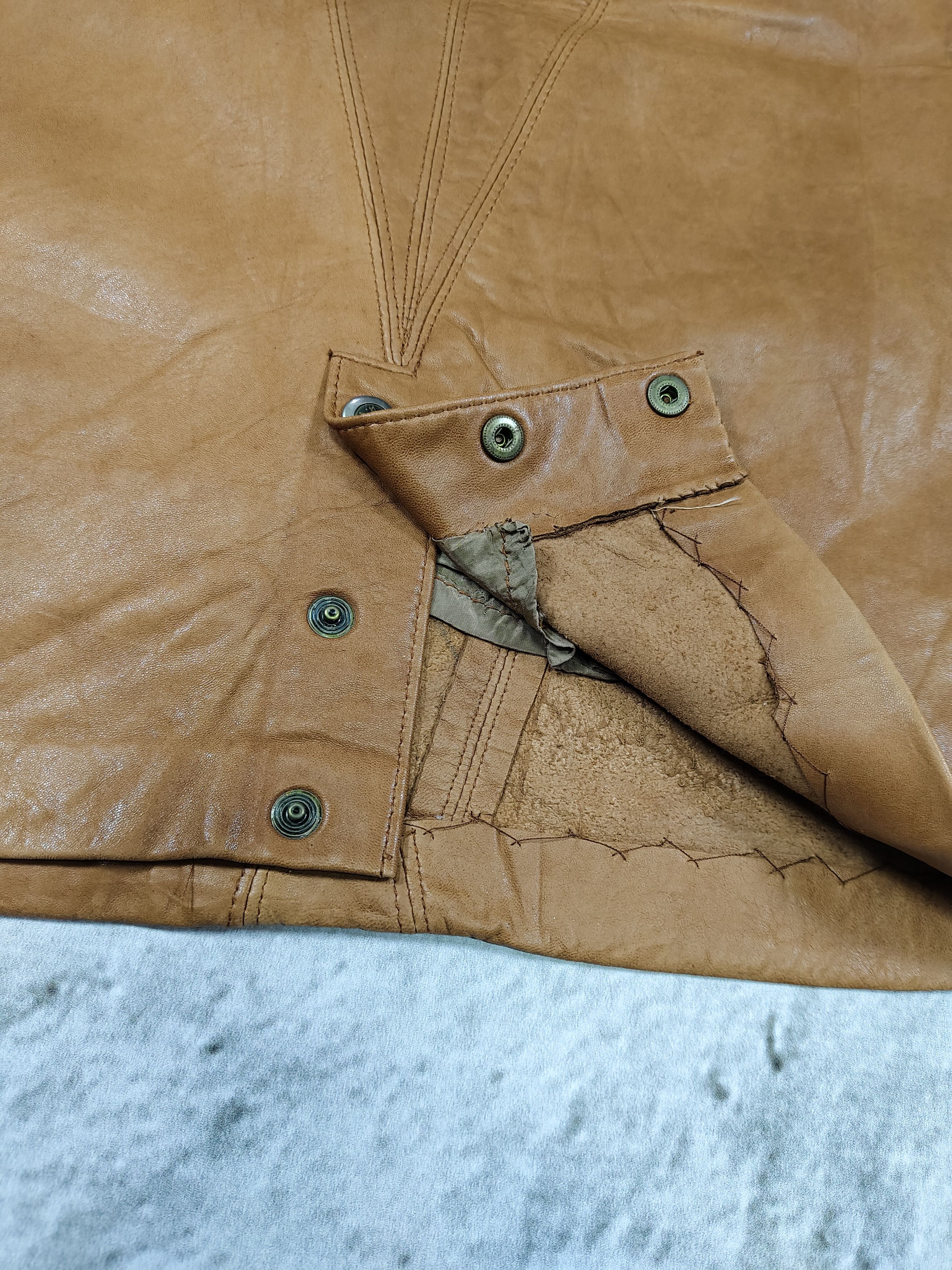 Vintage 90s REJÉ Spain- Minimal Scuplted Panel Genuine Leather Skirt Size 28" / US 6 / IT 42 - 6 Thumbnail