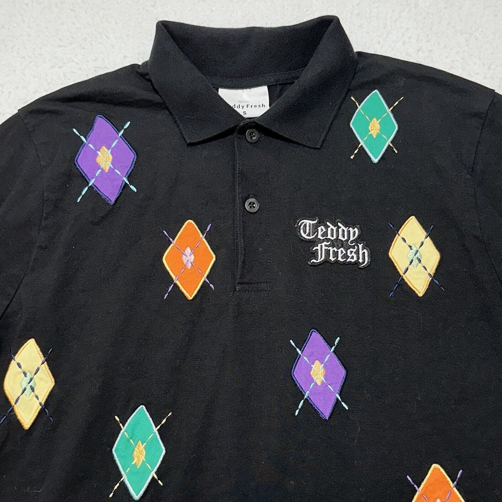 Teddy Fresh Teddy Fresh Small Argyle Applique Polo Short Sleeve Black Size US S / EU 44-46 / 1 - 2 Thumbnail