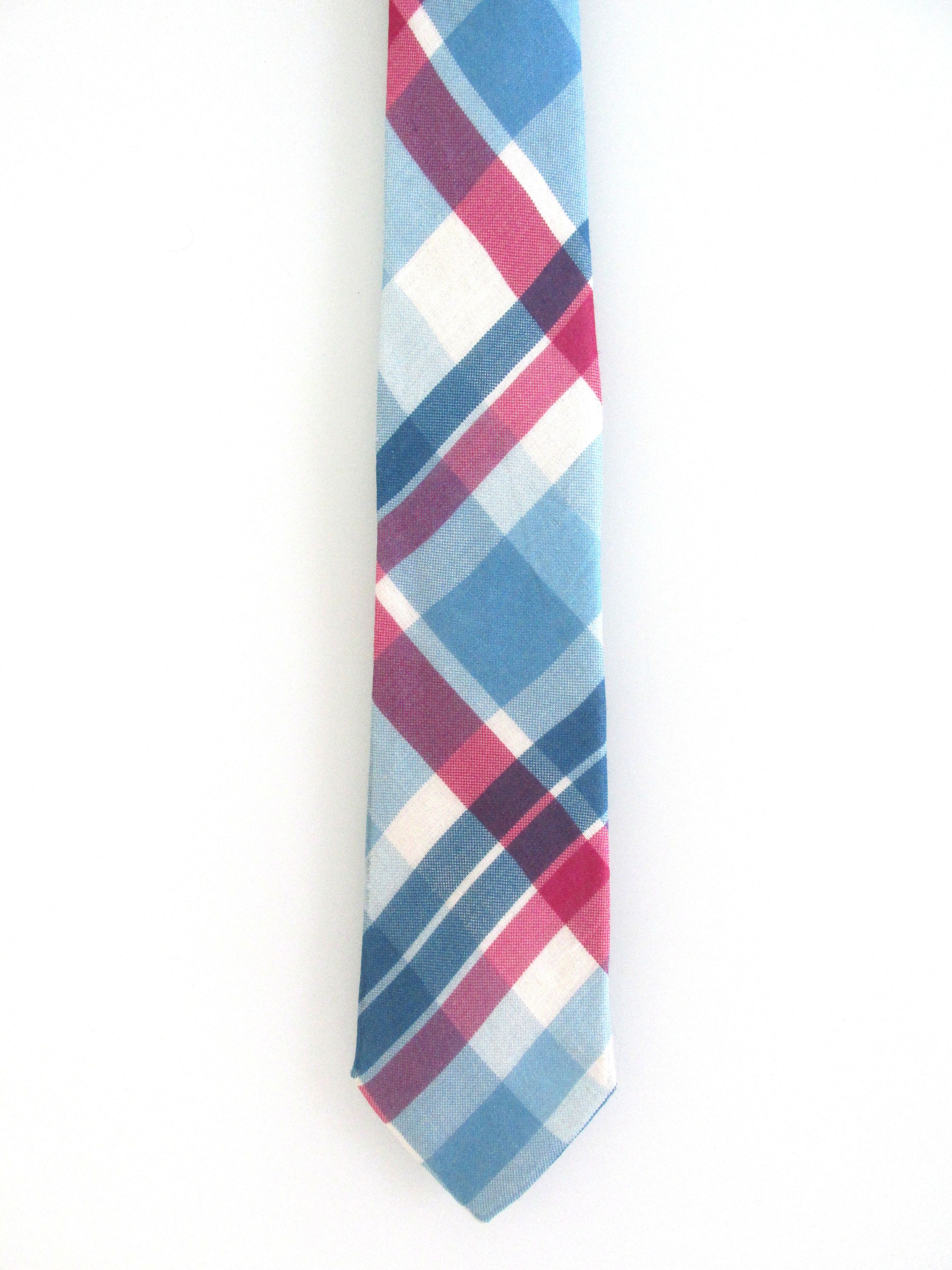 Express Express Men's Narrow Linen Plaid Tie Size ONE SIZE - 2 Thumbnail