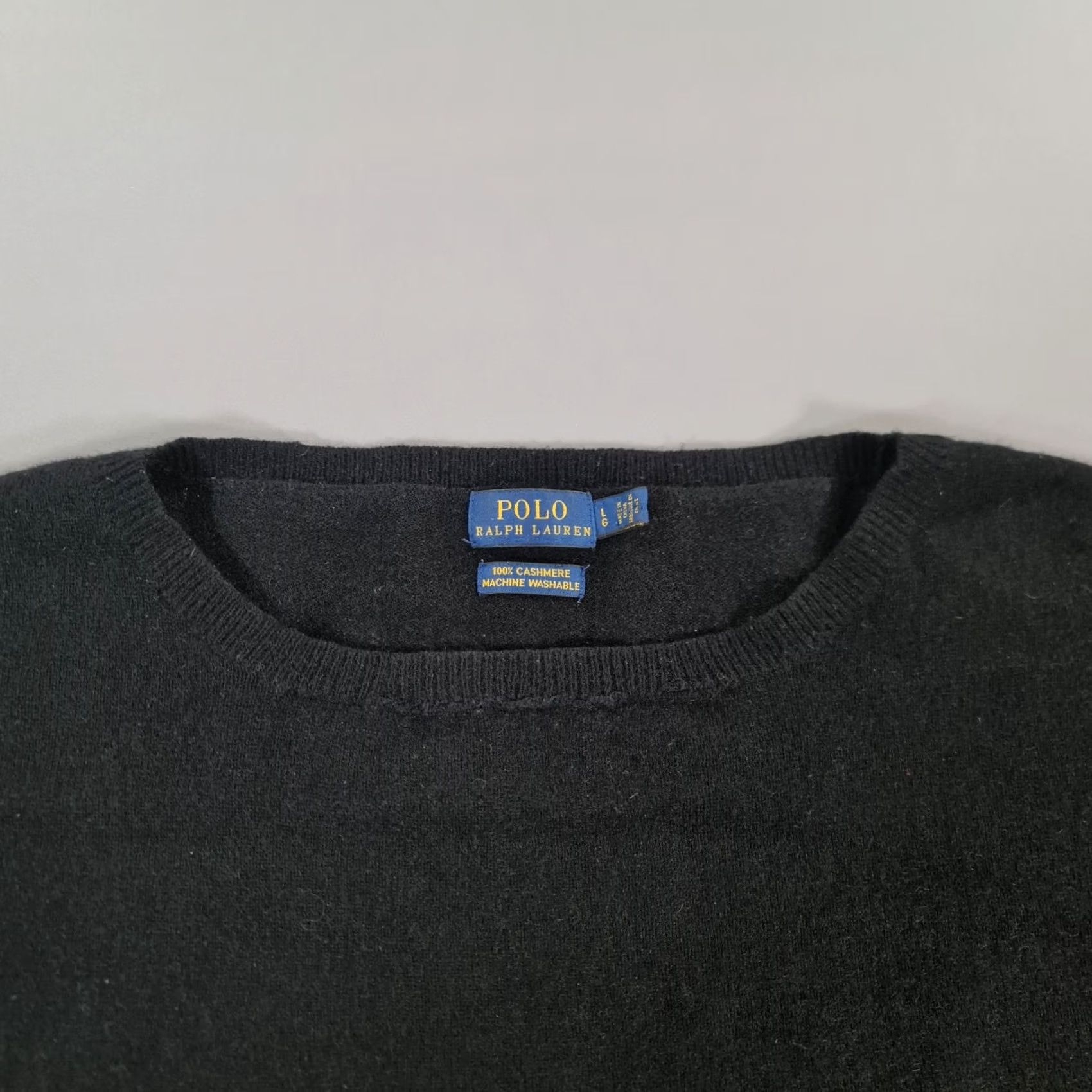 Polo Ralph Lauren Polo Ralph Lauren Jumper Womens Black 100% Cashmere Large Long Sleeve Crew Neck Pullover Knit Chest Elbow Patch City Casual Mens Womens Size L / US 10 / IT 46 - 2 Thumbnail