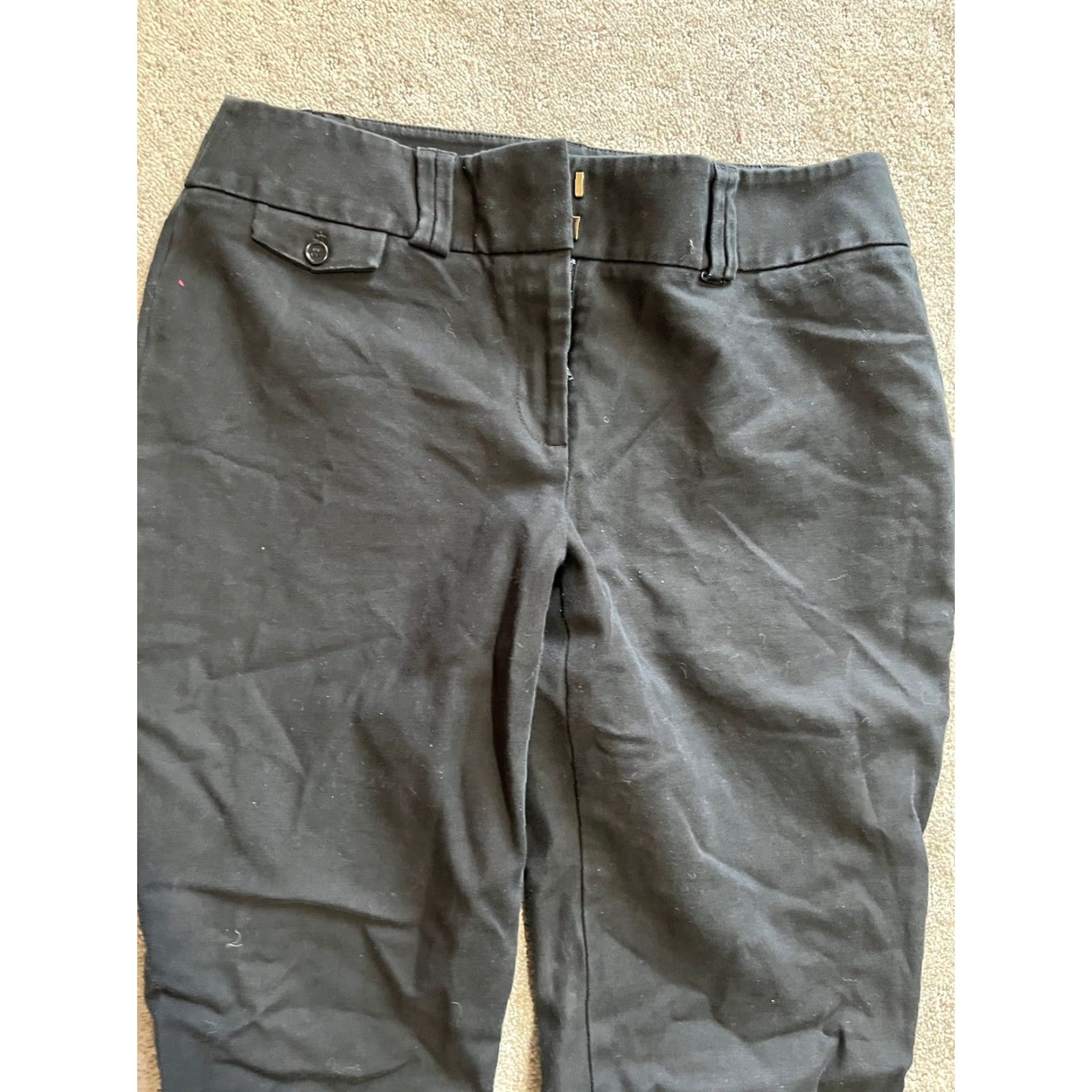 Ann Taylor Ann Taylor Loft Cropped Pants Women's Size 6 Black Solid Cotton Blend Classic Size 28" / US 6 / IT 42 - 2 Thumbnail