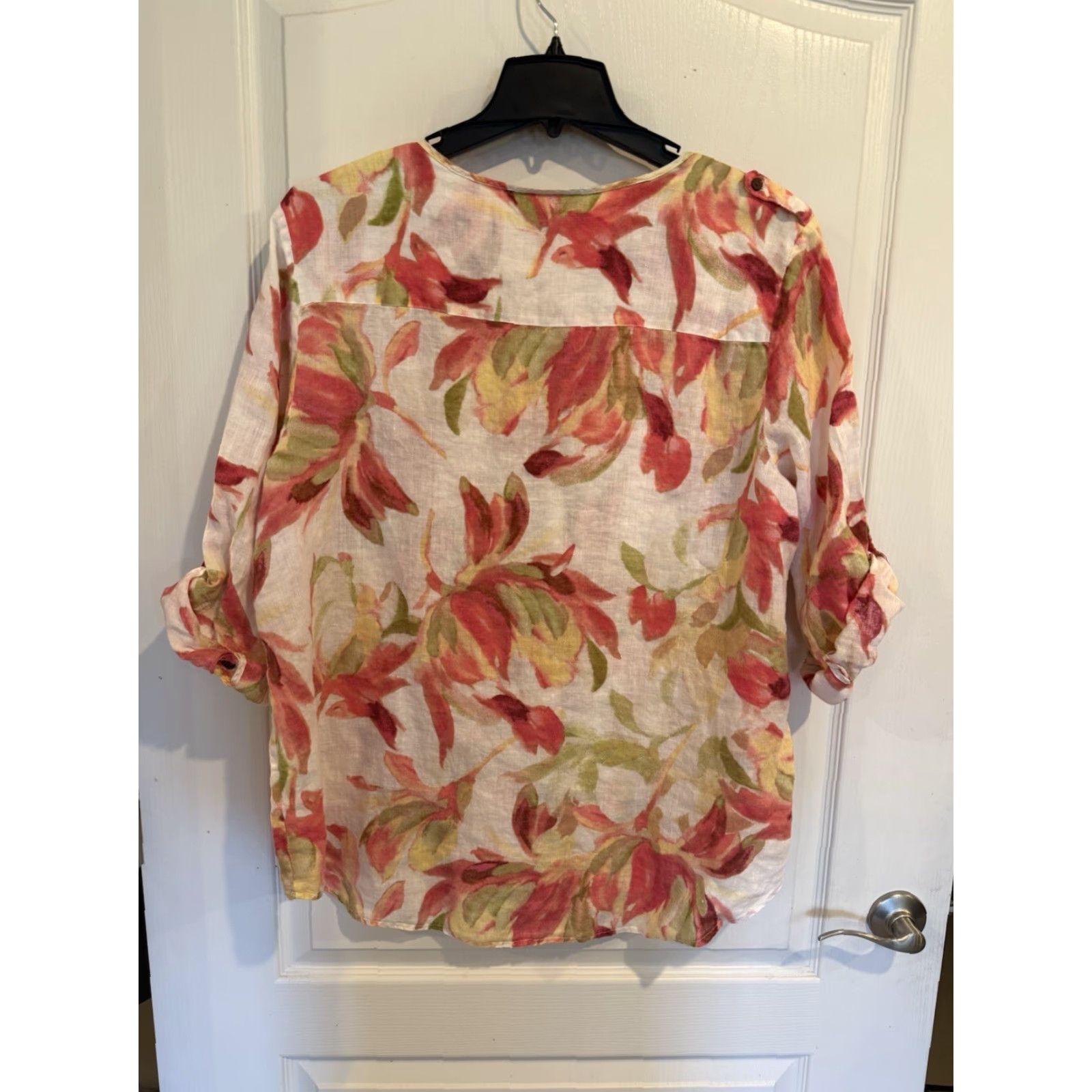 JM Collection JM Collection Blouse Women’s Linen Floral 3/4 Sleeve V-Neck 24W Plus Size Multicolor Womens Size 4XL / US 24-26 - 5 Thumbnail