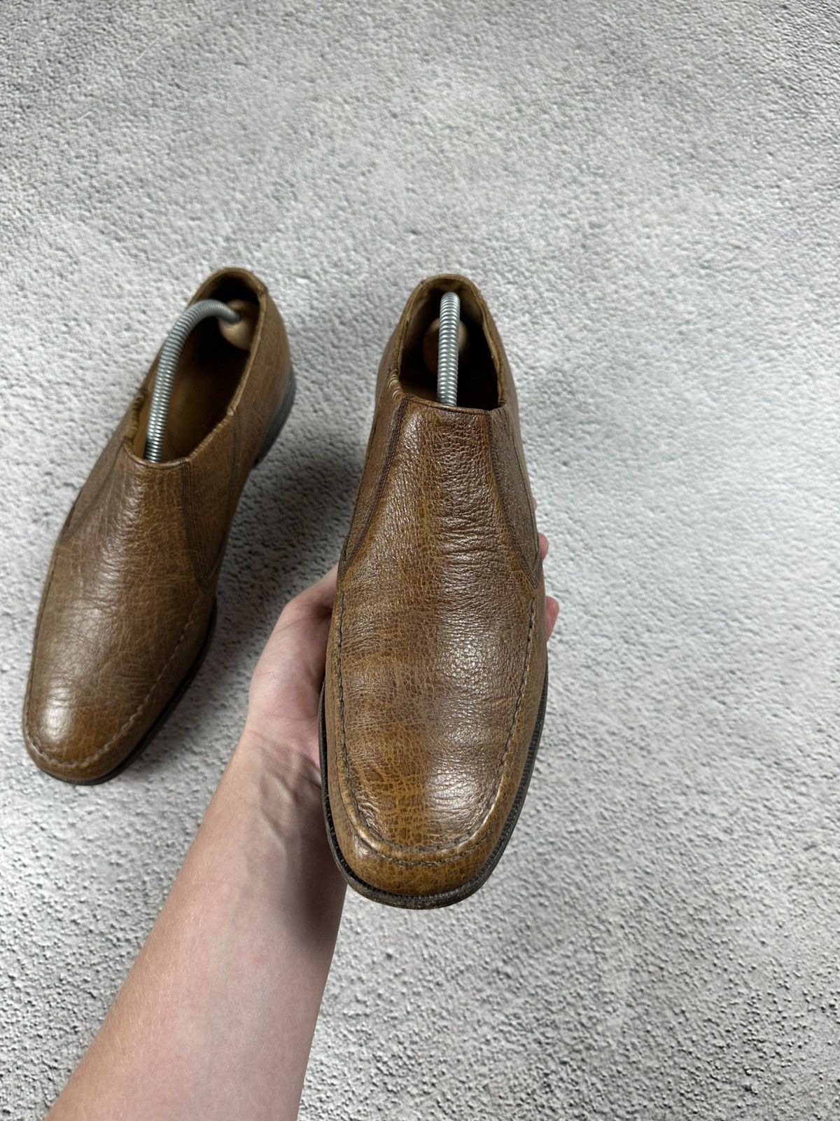 Other Vintage AS 98 Style Leather Biker Boots Low - Top Shoes 👞 Size US 9.5 / EU 42-43 - 5 Thumbnail