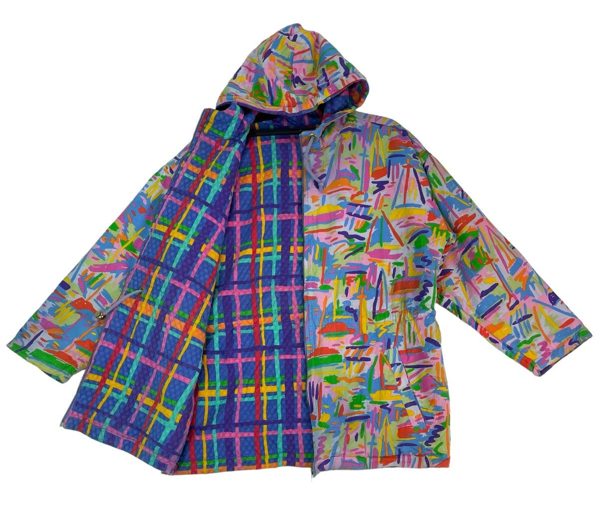 image of Ken Done Australia Designer Art Multicolor Reversible Jacket in Blue, Men's (Size Large)