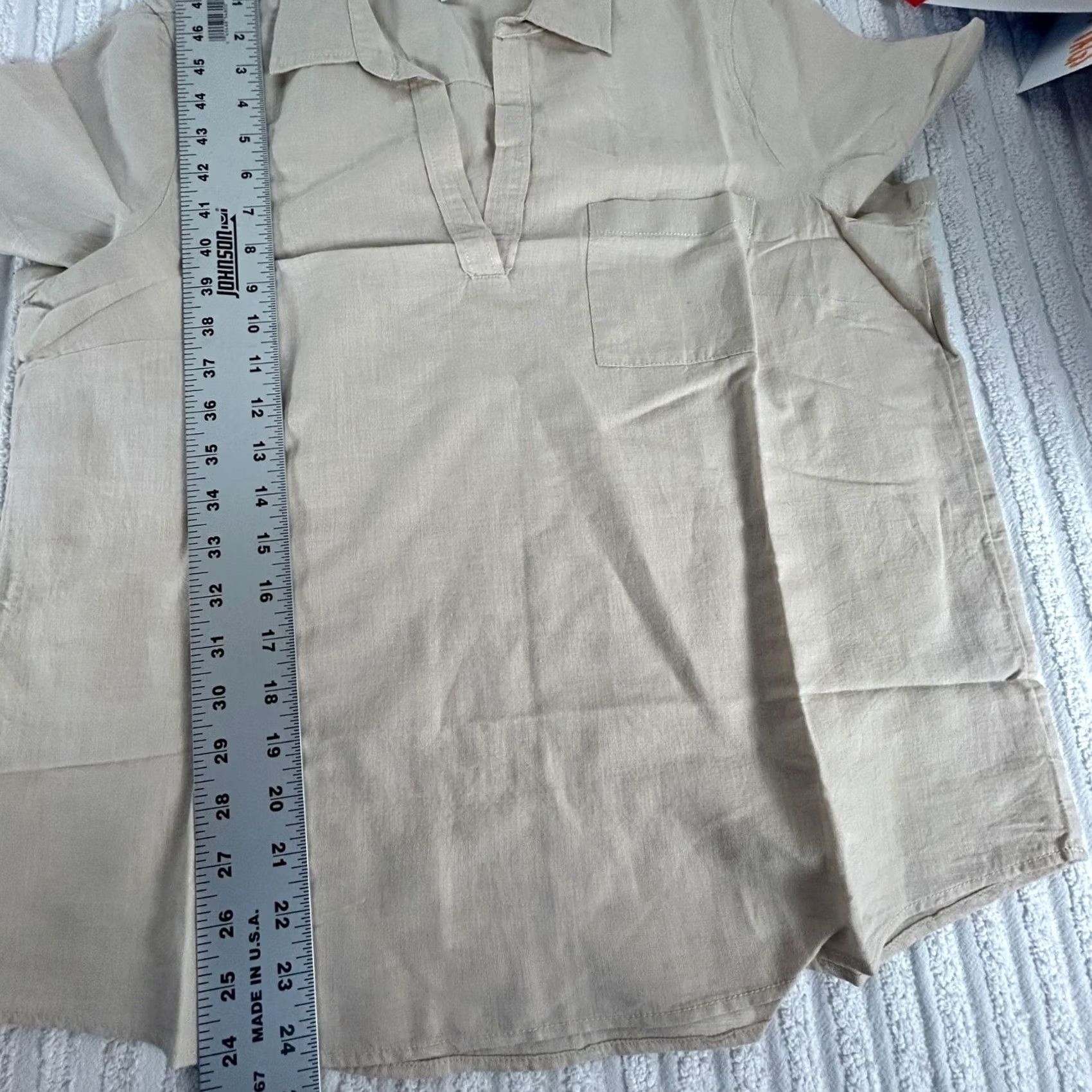 J.Crew J.Crew Beige Linen Blend Short Sleeve Collared Shirt Top M Ladies Shirt Medium Beige Linen Blend Top Size M / US 6-8 / IT 42-44 - 7 Thumbnail