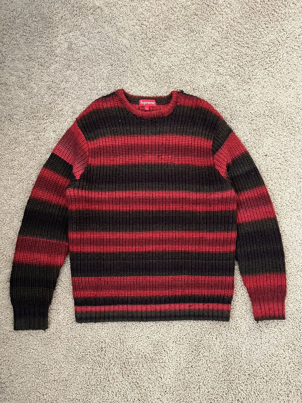 image of Supreme Ombré Stripe Sweater in Red, Men's (Size Medium)