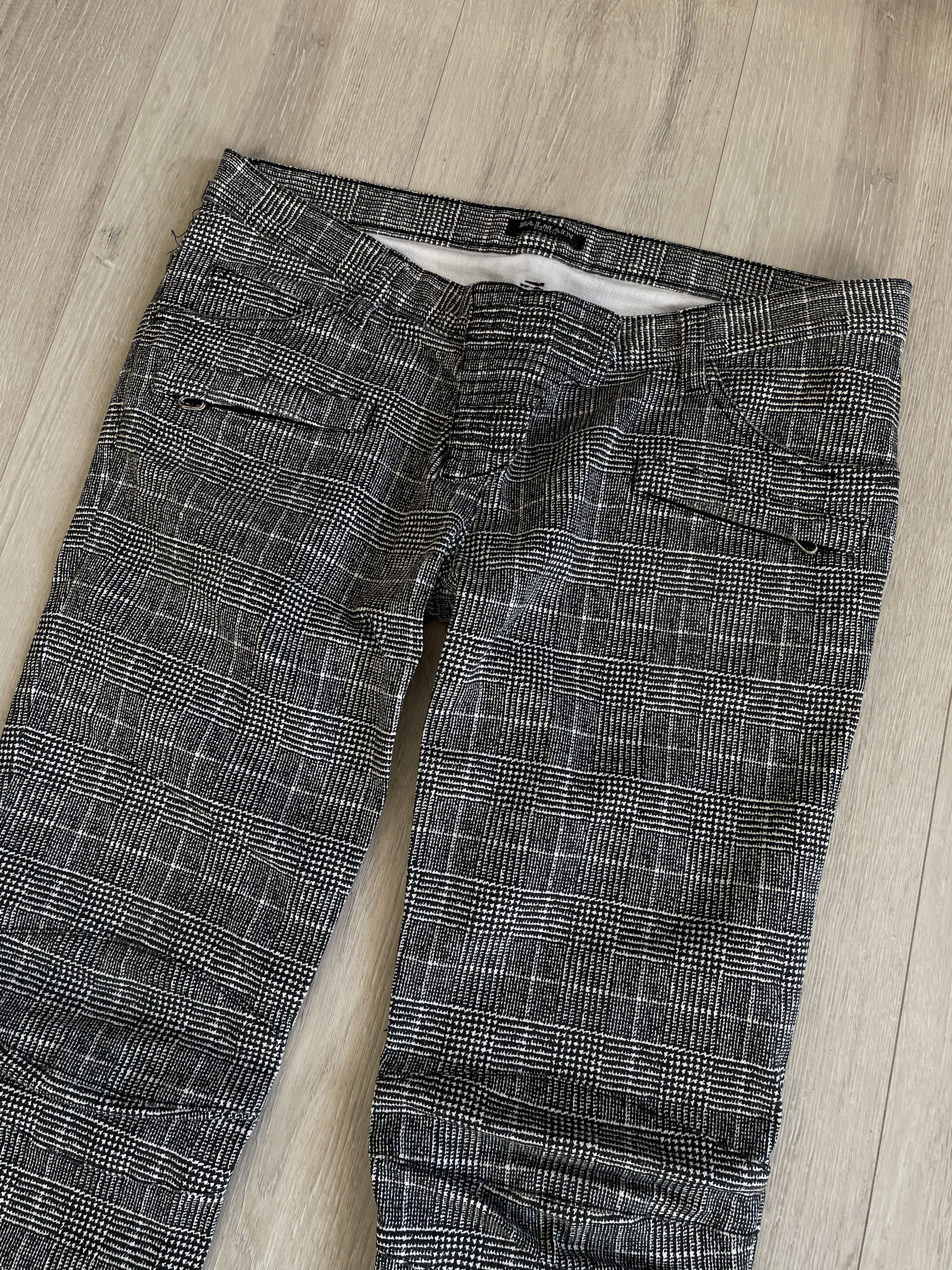 Balmain Balmain AW08 grey tartan biker jeans by Christophe Decarnin Size US 30 / EU 46 - 4 Thumbnail