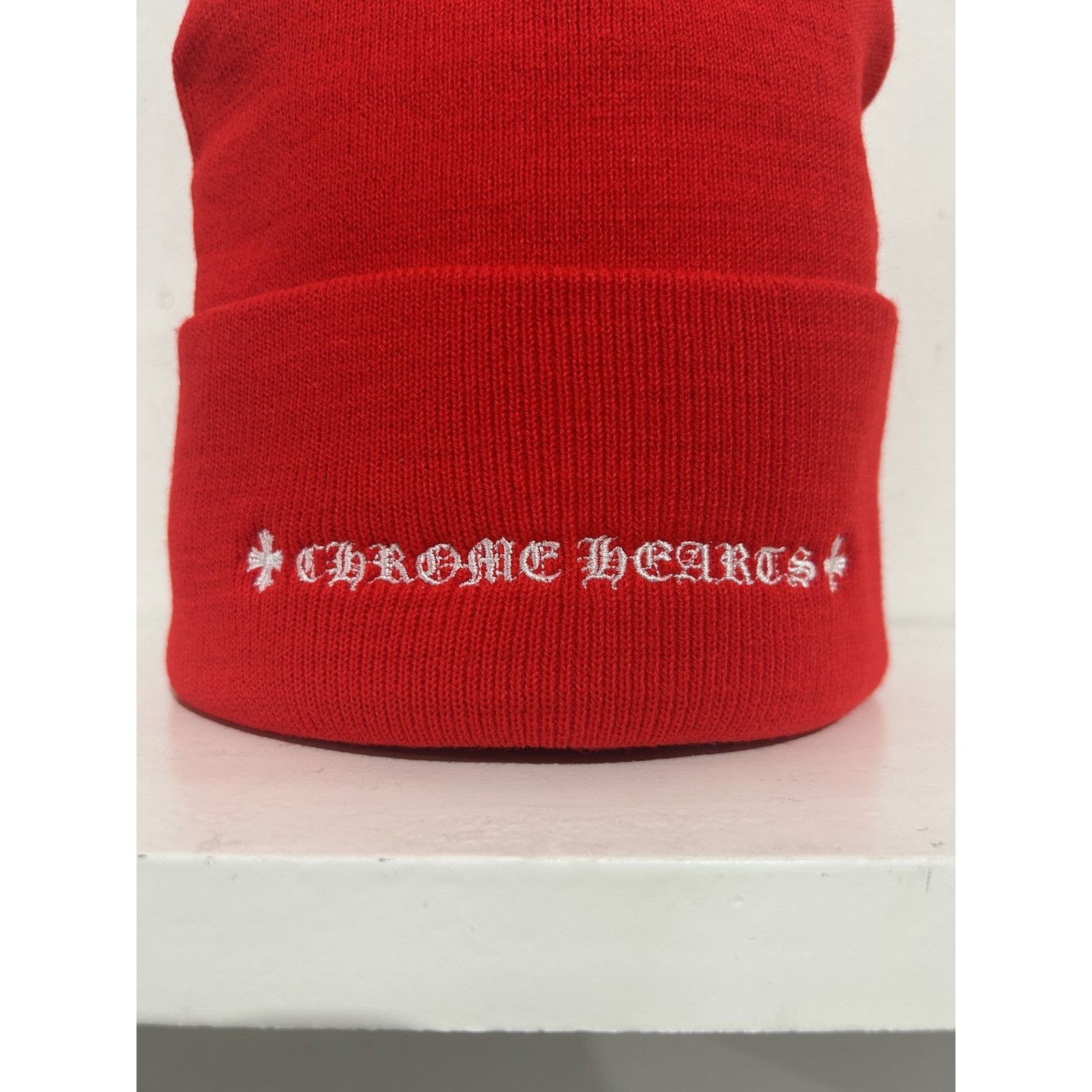 Chrome Hearts CHROME HEARTS RED EMBROIDERED ONLINE EXCLUSIVE BEANIE NEW Size ONE SIZE - 5 Thumbnail