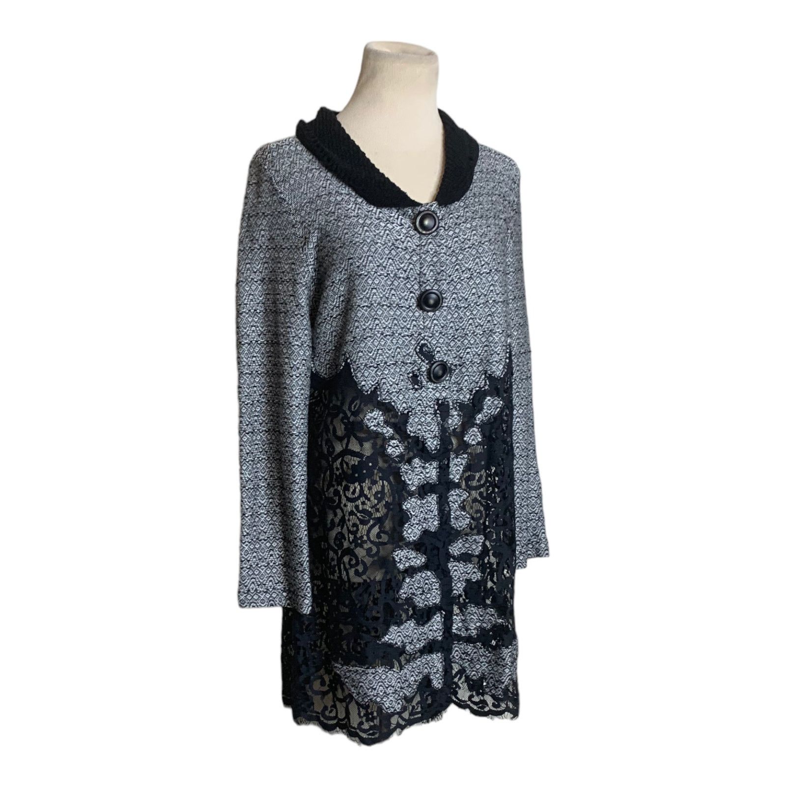 NIC+ZOE Nic-Zoe gray black lace button blazer size M Size M / US 6-8 / IT 42-44 - 10 Thumbnail