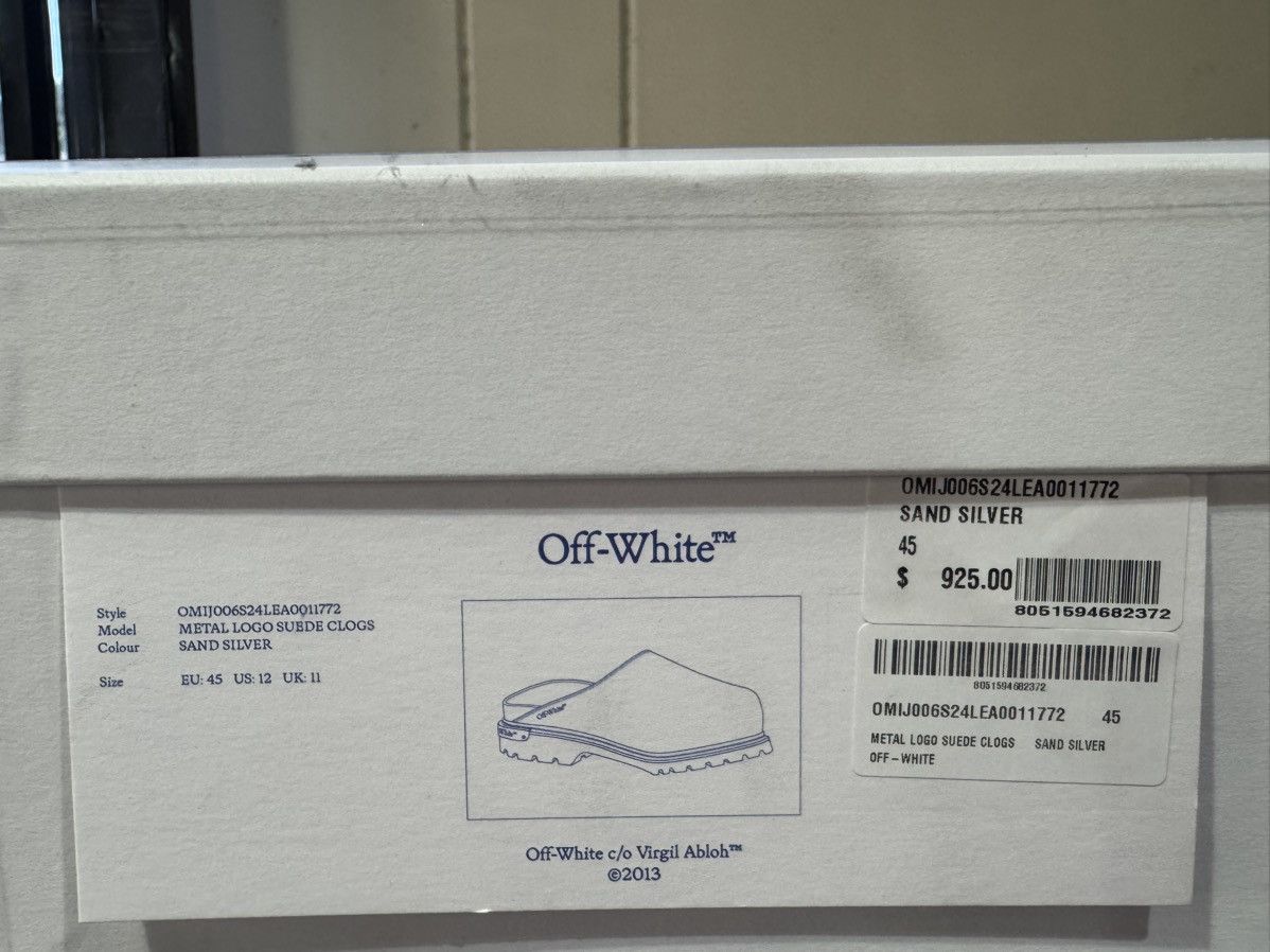 Off-White Off White Metal Logo Suede Clogs Size US 12 / EU 45 - 9 Thumbnail