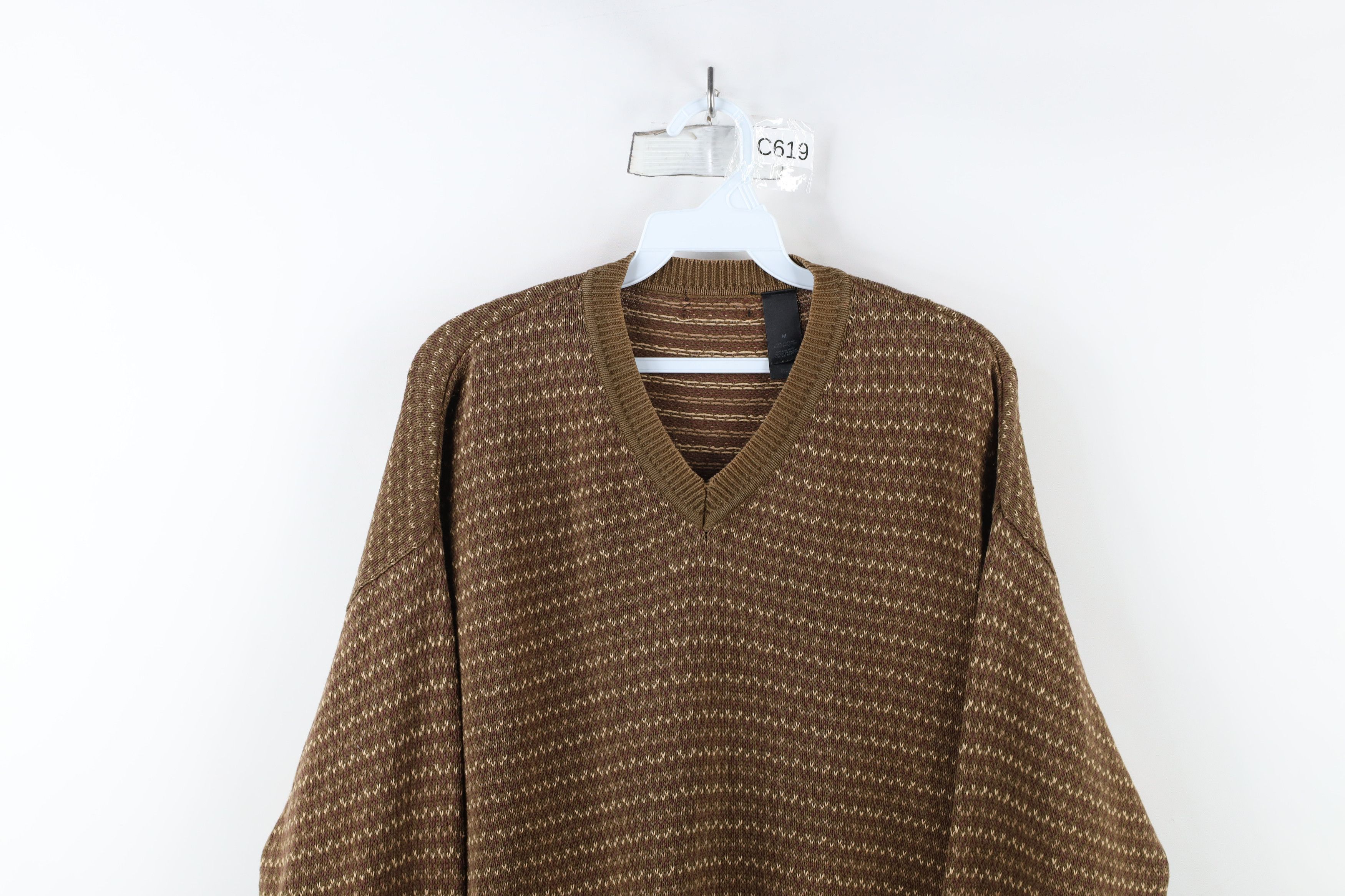 Vintage Vintage 90s Streetwear Faded Earth Tone Knit V-Neck Sweater Size US M / EU 48-50 / 2 - 2 Thumbnail