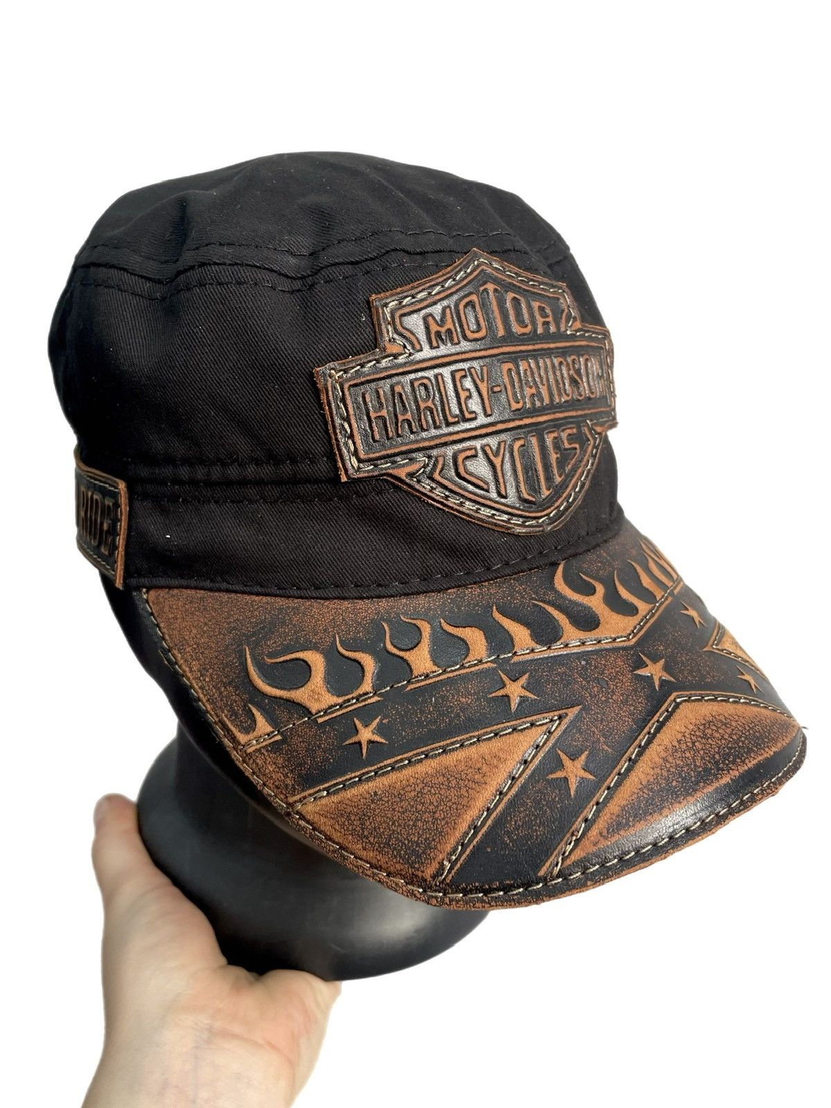 Harley Davidson Harley Davidson cross flame cap gothic moto y2k style Size ONE SIZE - 8 Thumbnail