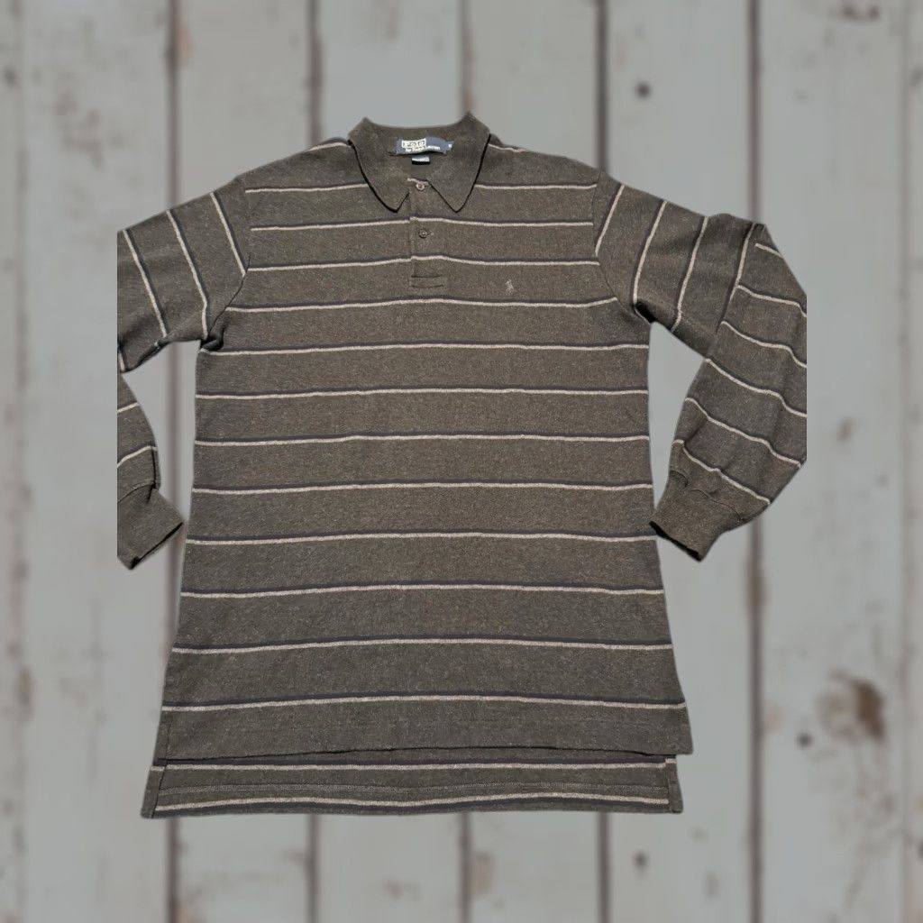 Polo Ralph Lauren VINTAGE Polo Ralph Lauren Striped Long Sleeve Polo Shirt Mens M Gray Blue Polo Ralph Lauren Embroidered Pony Rugby Shirt Size US M / EU 48-50 / 2 - 1 Thumbnail