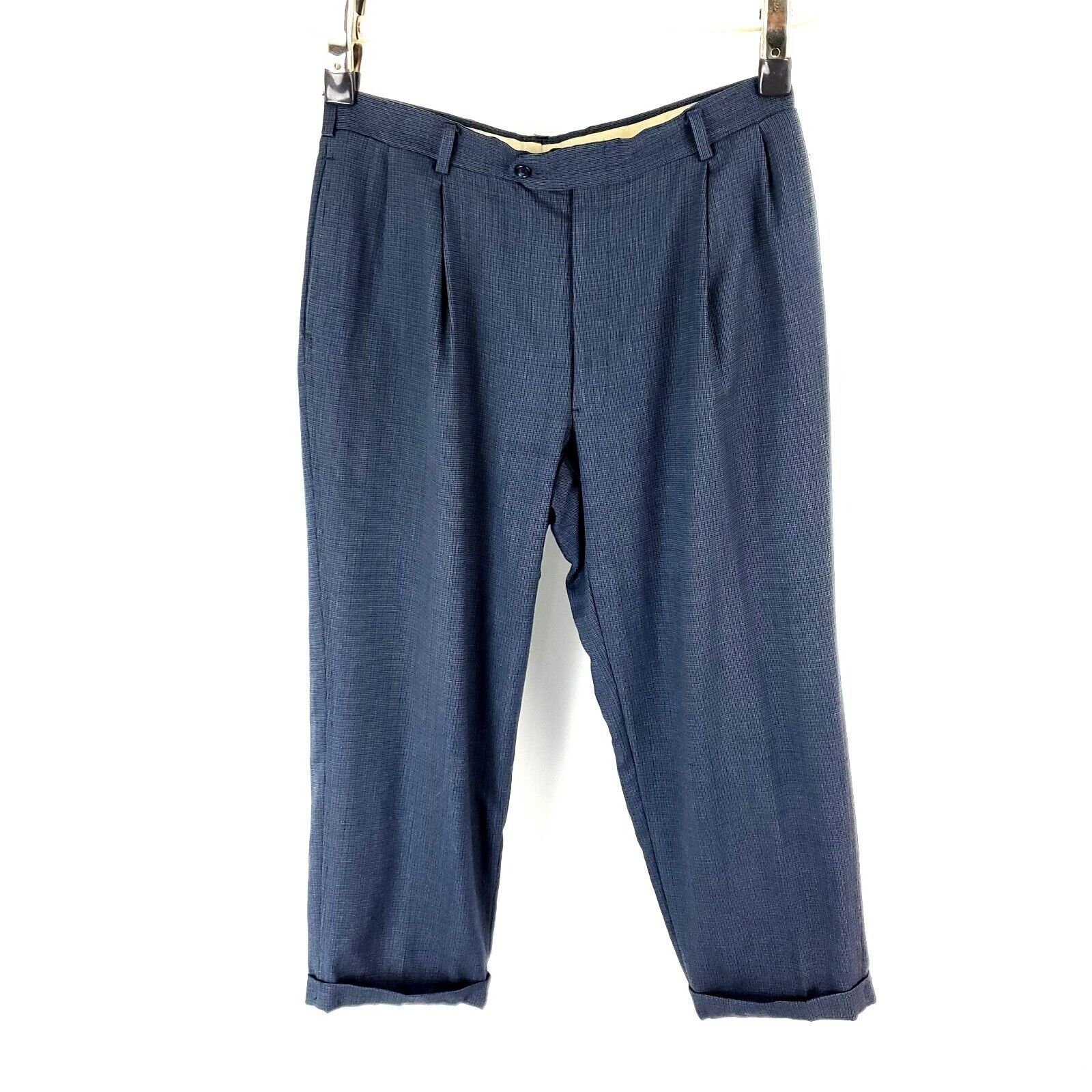 Hart Schaffner Marx Hart Schaffner Marx Virgin Wool Dress Pants 34/27 Blue Black Size 34S - 5 Thumbnail