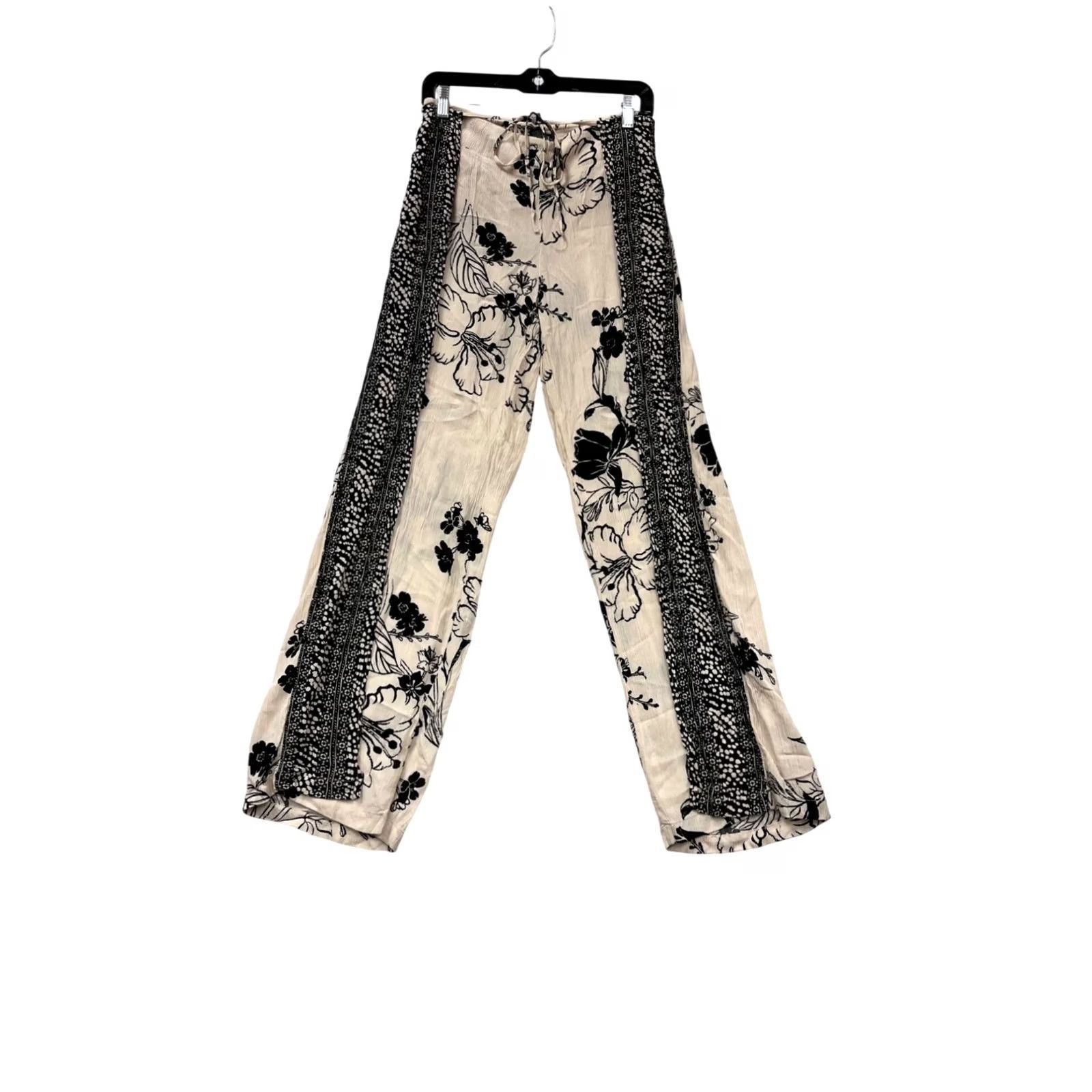 Vintage Rewash Large Floral Print Rayon Pants Womens L Beige Floral Rayon Pants Womens L Size 36" / US 14 / IT 50 - 2 Thumbnail