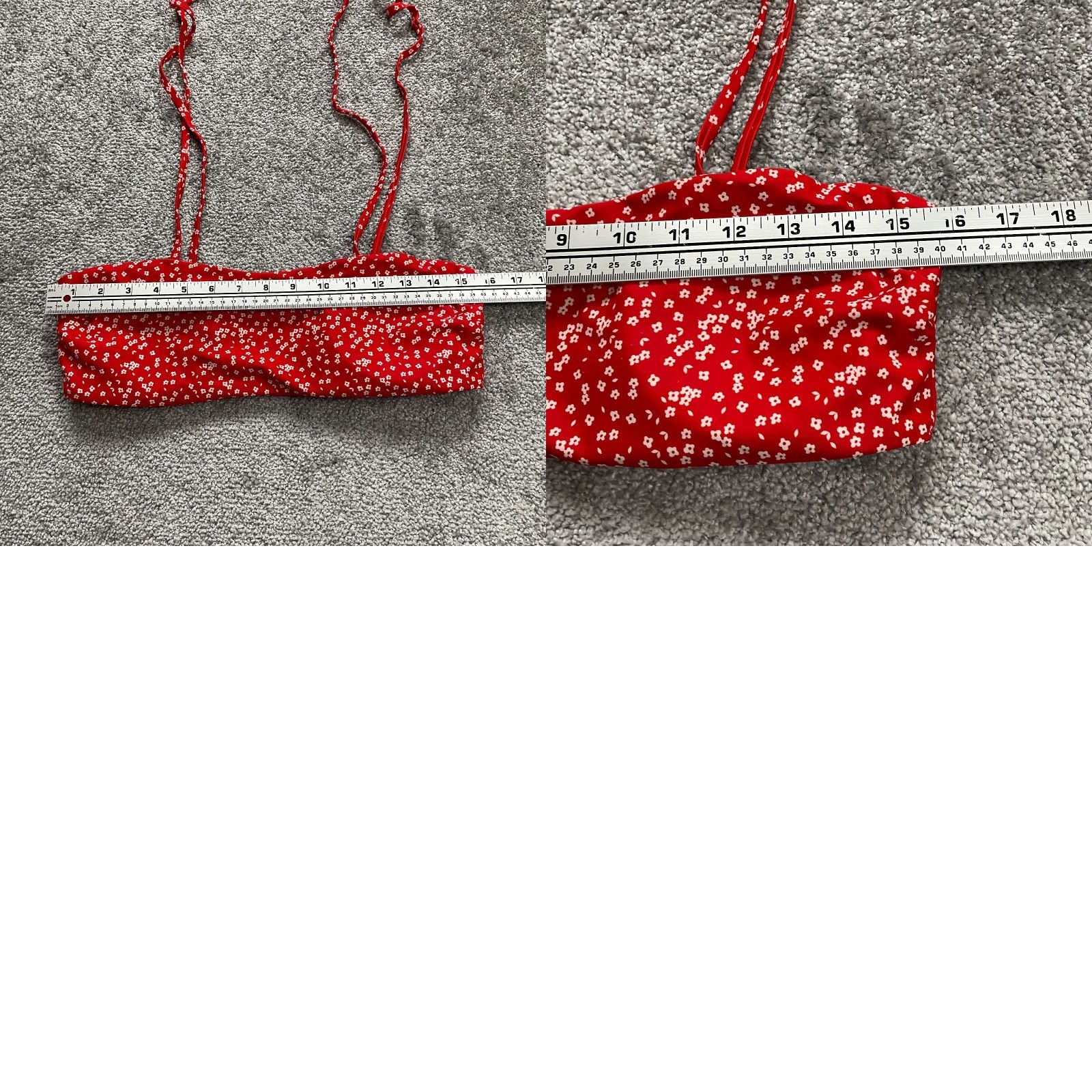 Shein Shein Red Floral Bandeau Bikini Top Large Women Self Tie Spaghetti Strap Beach Swim Top Size L / US 10 / IT 46 - 8 Thumbnail