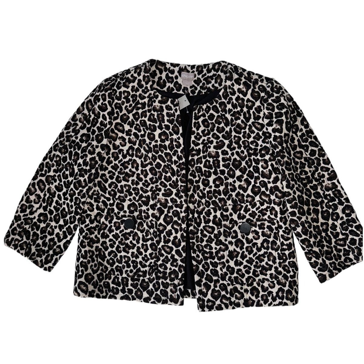 Chicos Chico’s Animal Print Jacquard Jacket Medium NWT Button Front Size M / US 6-8 / IT 42-44 - 4 Thumbnail