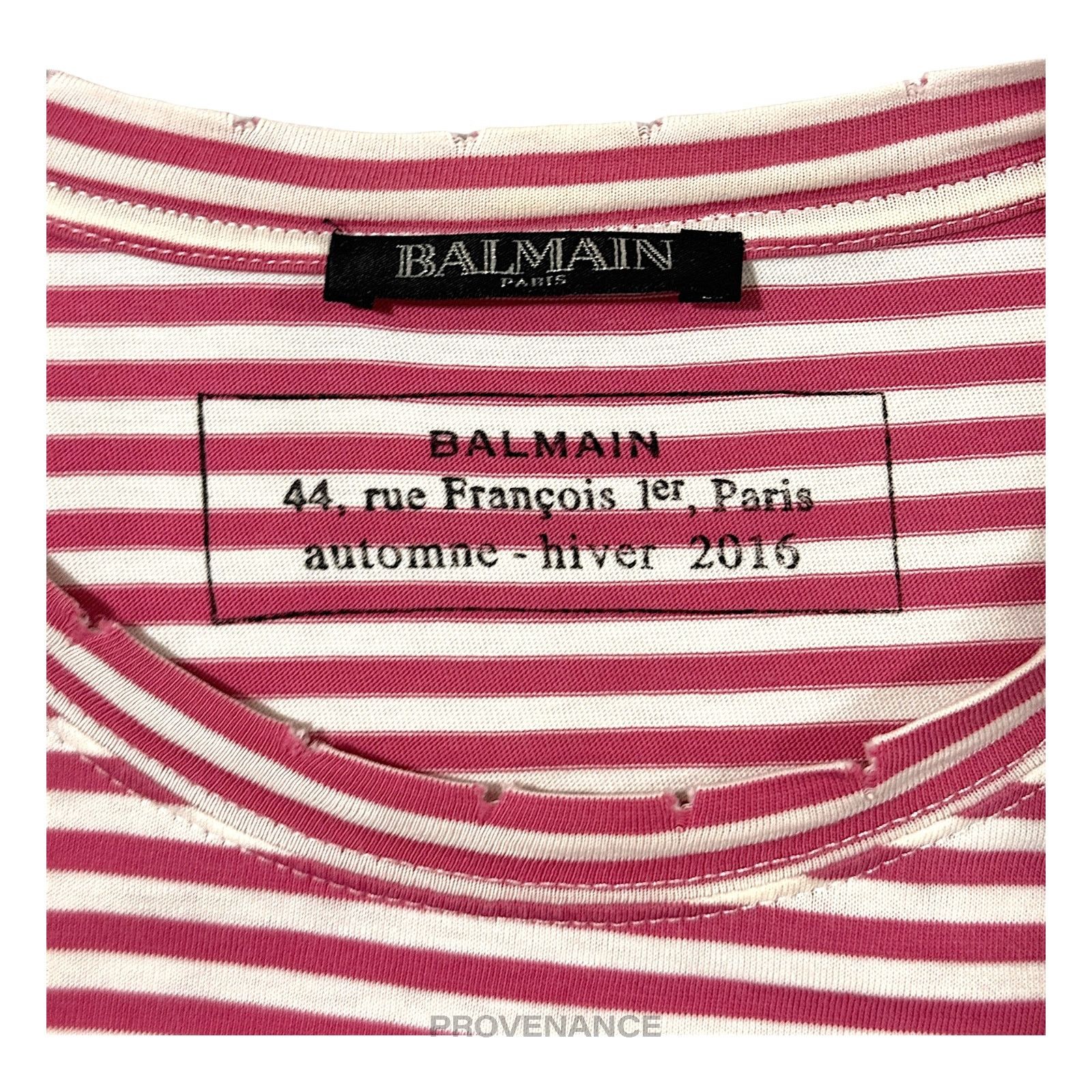 Balmain 🔴 Balmain Striped Long Sleeve T-Shirt - Red White Size US S / EU 44-46 / 1 - 4 Thumbnail